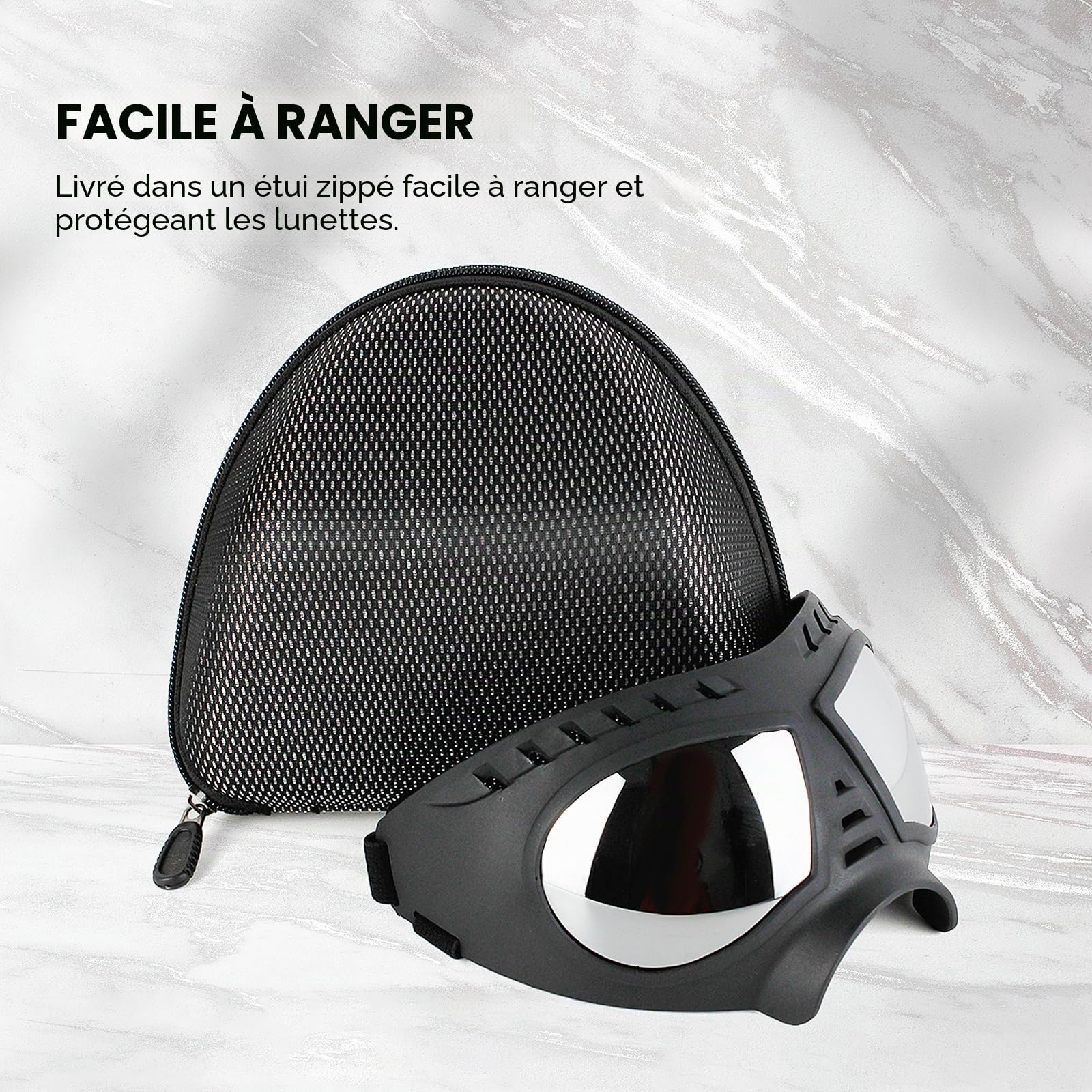 NAMSAN Lunettes pour Chiens Protection des Yeux Sangles Réglables Facile à Mettre Anti-UV Lunettes de Soleil pour Moyen/Grand Chien