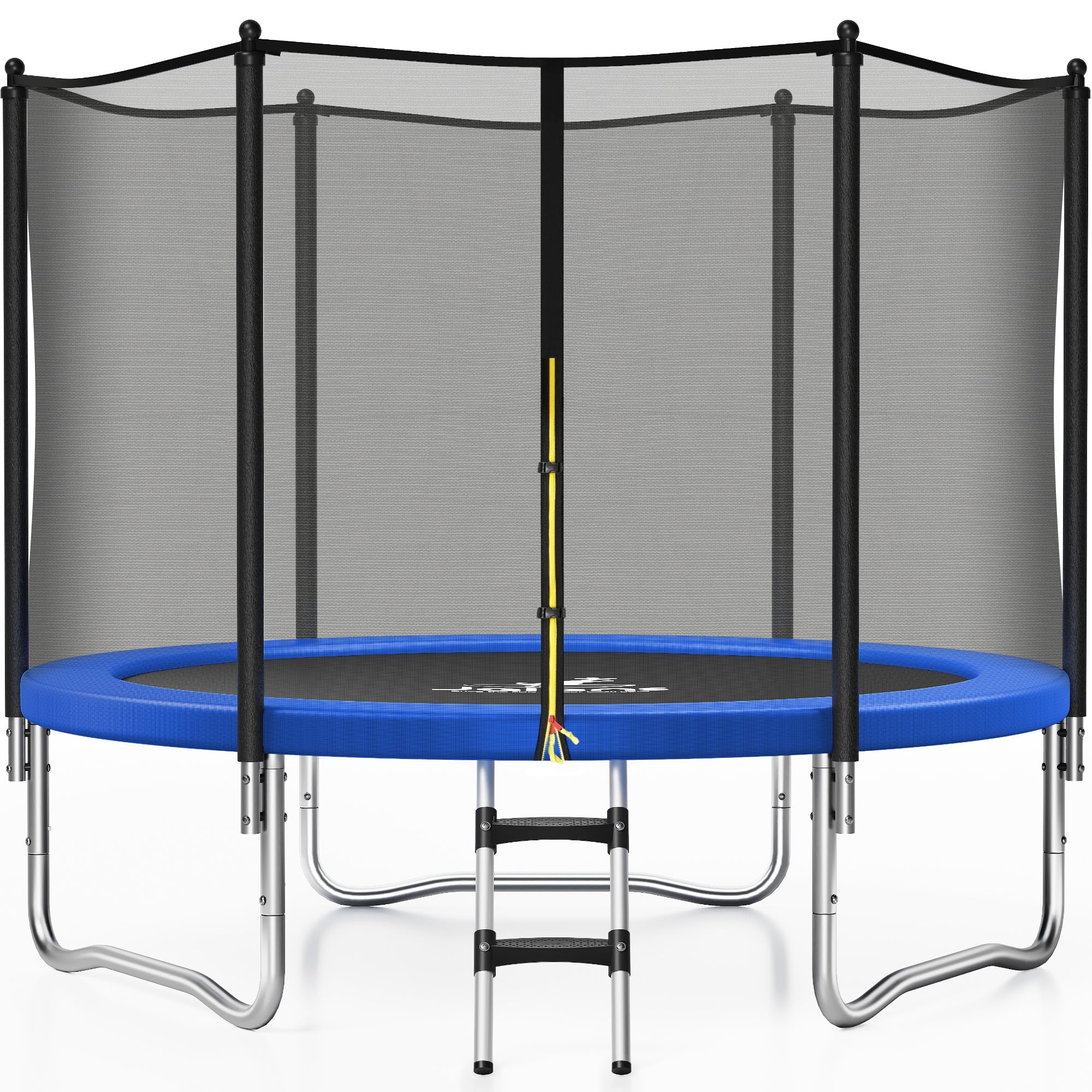 JELENS Trampoline 8FT 10FT, Outdoor Trampolines with Enclosure Net and Ladder, Recreational Anti-Rust Trampolines for Kids and Adults, ASTM Approved (Blue, 8FT)
