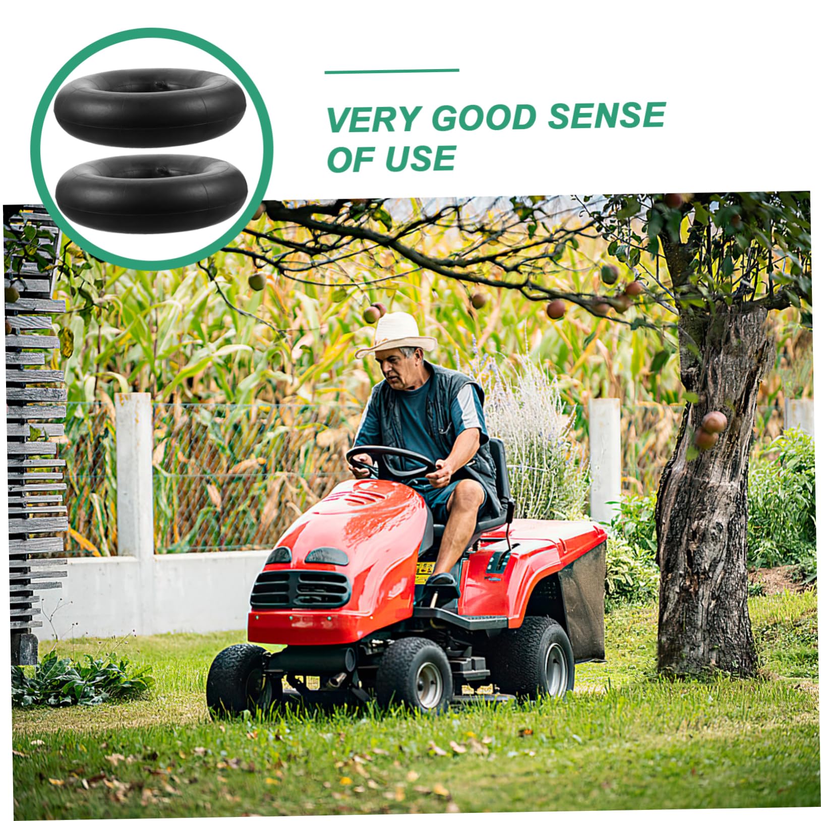 Happyyami 2piezas Cámaras Cortacésped Goma Gruesa Unidades Compatibles Tractor y Carretillas Manuales Amortiguación Fácil De Instalar