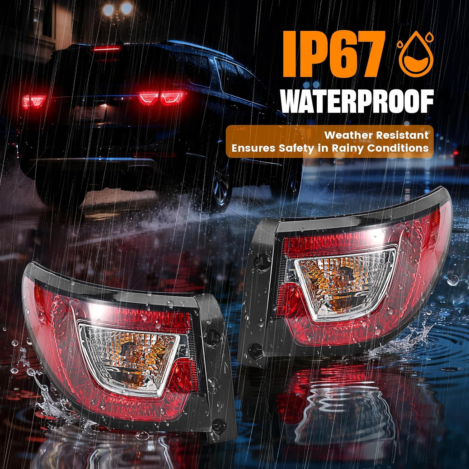 Tail Light Assemblies Compatible with 2013-2017 Chevy Traverse, Left & Right Side Taillights Brake Signals w/Bulbs, Replaces 84266019 84266020