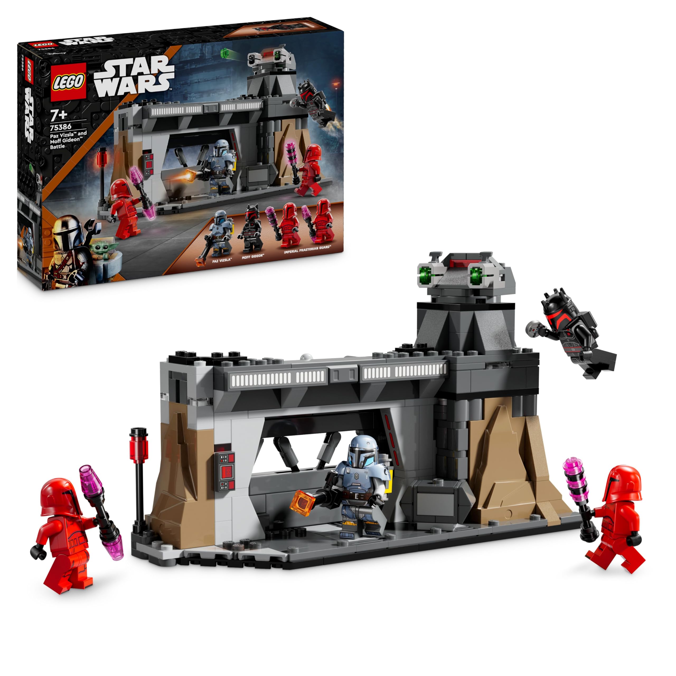 LEGO Star Wars: The Mandalorian Paz vizsla and Moff Gideon Battle, Klossbyggt byggset och samlarobjekt för barn, Fantasypresent för kreativa pojkar och flickor från 7 år 75386