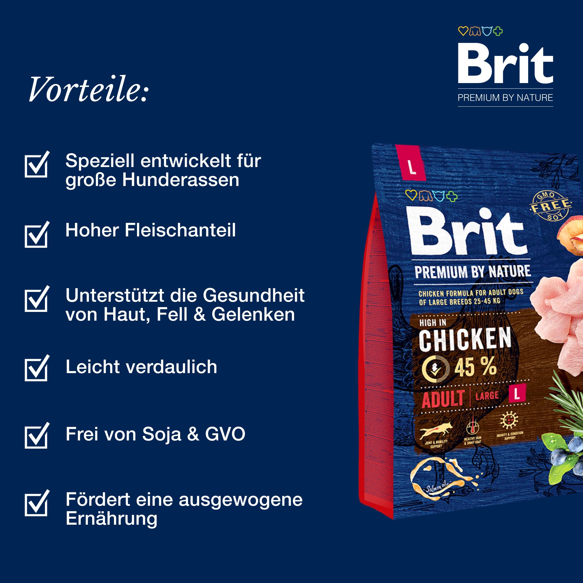 Brit Premium by Nature Adult L sucha karma dla psów, 15 kg