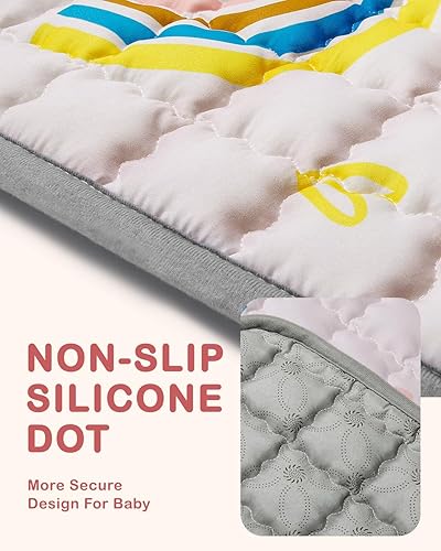 Miniatura 5 de WONDAY Alfombra de juego suave y no tóxica para corralito, tapete plegable de arcoíris para niños de 50 x 50 pulgadas para bebés de 6 a 12 meses,