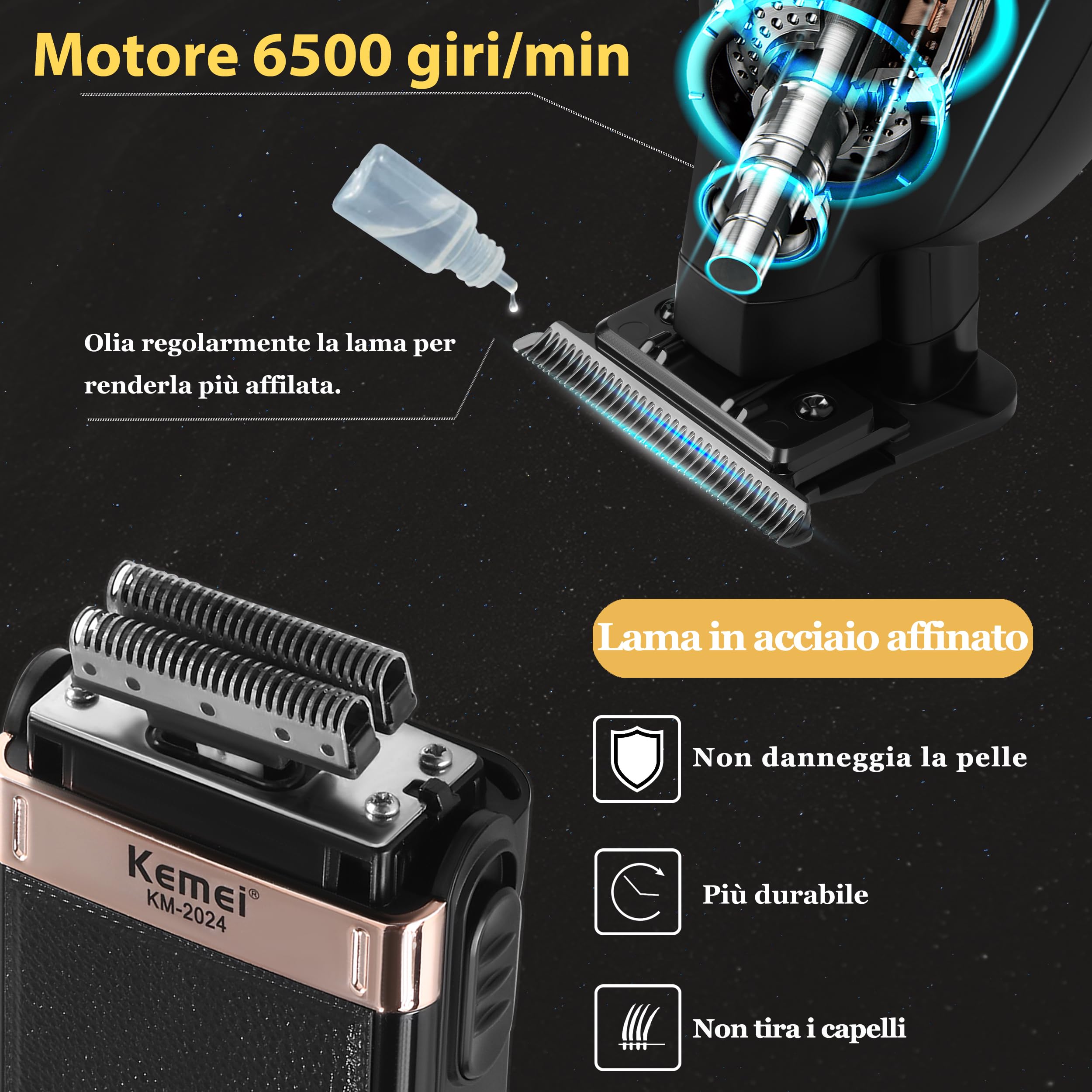 KEMEI Set di rasoio e rasoio 2 in 1 per uomo | T Blade - Rasoio da barba e rasoio elettrico senza fili, da uomo, contorno professionale, ricarica USB, 2024+PG2299