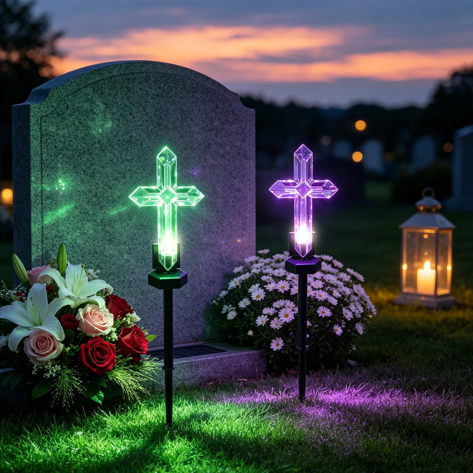 Solarlampe für Außen, 48.5 cm LED Kreuz Solar Gartenbeleuchtung (4 Bunt)