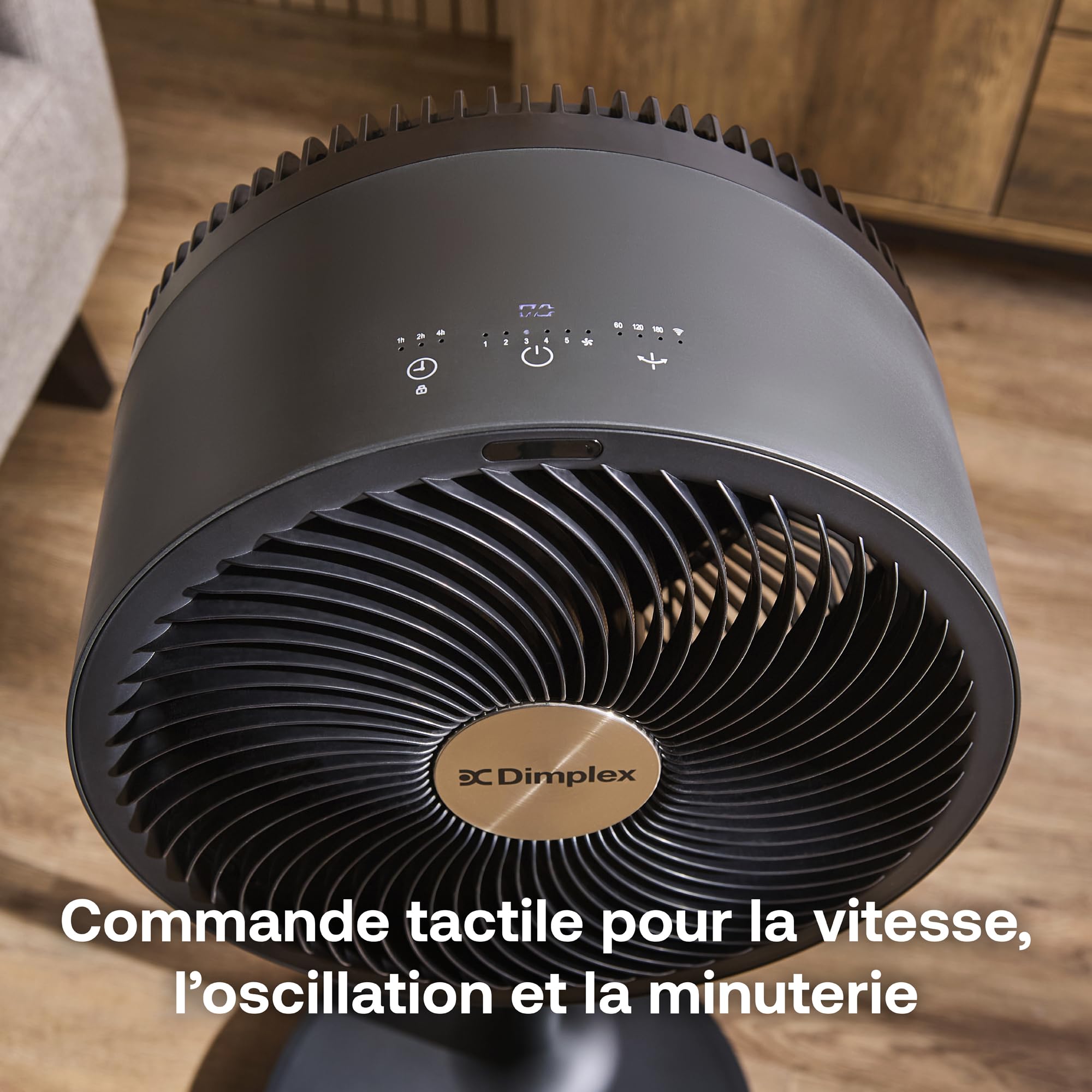 DIMPLEX DUOCOOL Smart Ventilateur sans Fil 2-en-1, Pied & Table, Batterie 45 h, 5 Vitesses + Turbo, 20 m, 36 dB, App, Google Home & Alexa, Télécommande, Noir