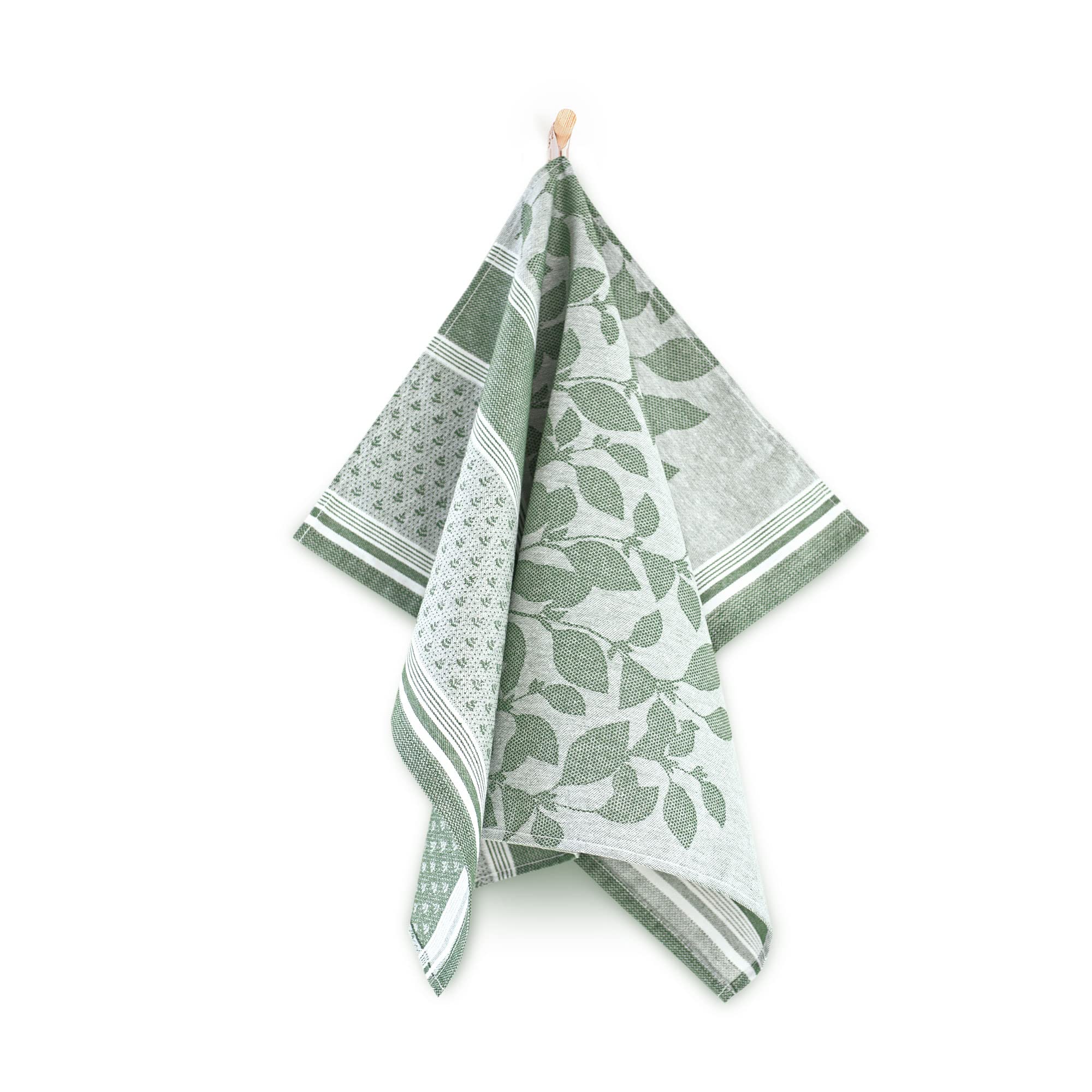 Zwoltex – Juego de Toallas de Cocina, 10 paños de Cocina 50x70cm Hierbas, paños absorbentes, 100% algodón orgánico 200g/m2, Toallas de algodón con Certificado Oeko-Tex - Verde/Beige/Gris