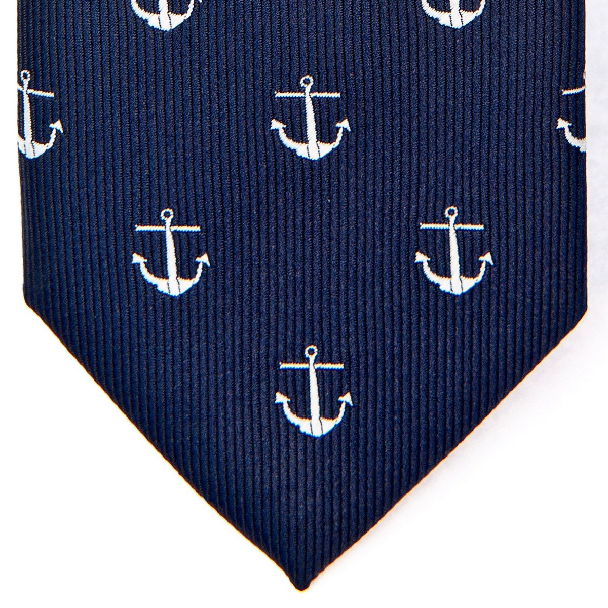 Patrón clásico de anclaje tejido microfibra 2 corbata flaca, Azul marino 2