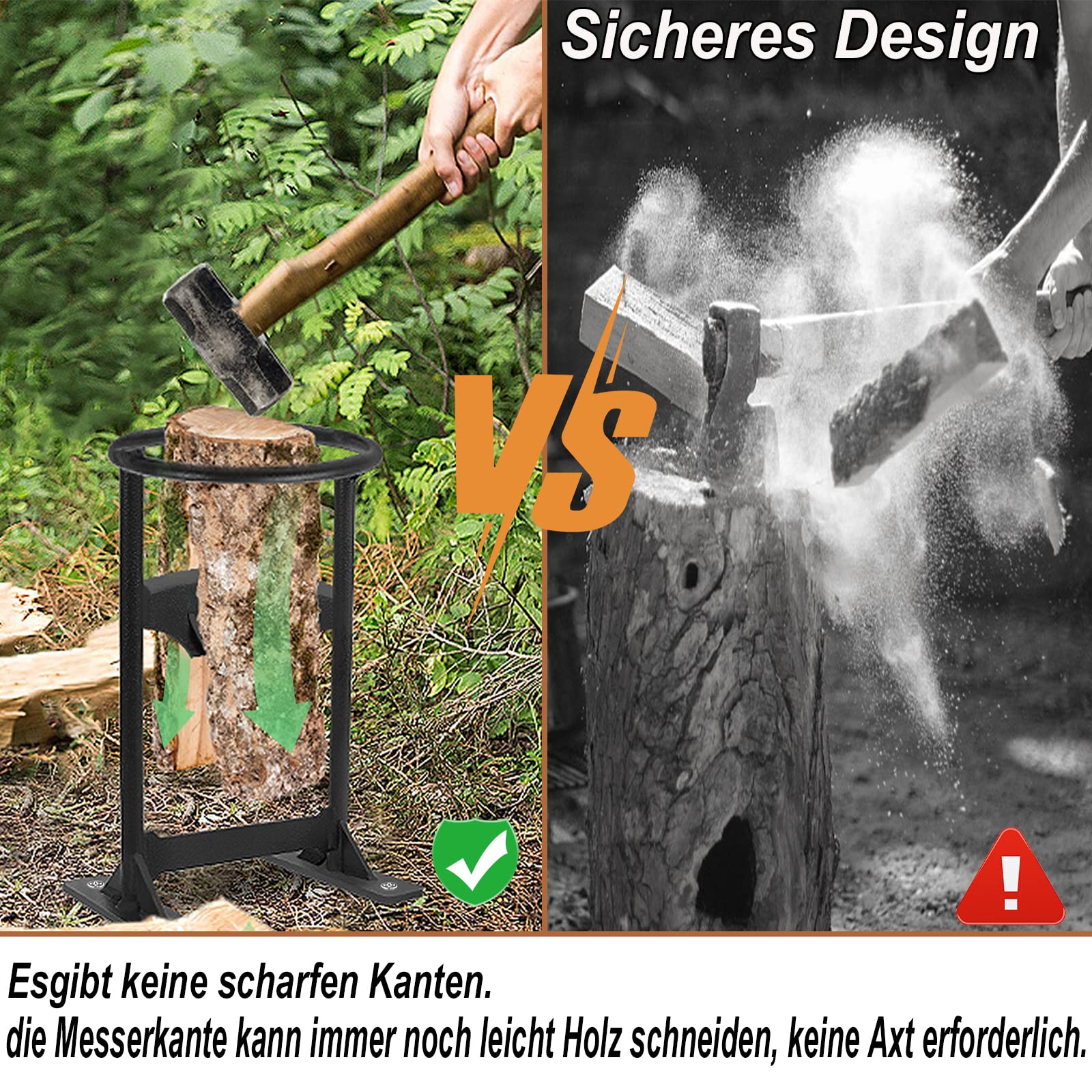 YRHome Manueller Holzspalter Brennholzspalter Manuelles Spaltwerkzeug Tragbarer Brennholzspalter arbeitssparend Protokollspalter für Heim- und Outdoor-Camping Feuerstellen Typ A