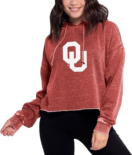 Chicka-D NCAA Campus Sweat à Capuche Court pour Femme Moyen Rouge Cardinal