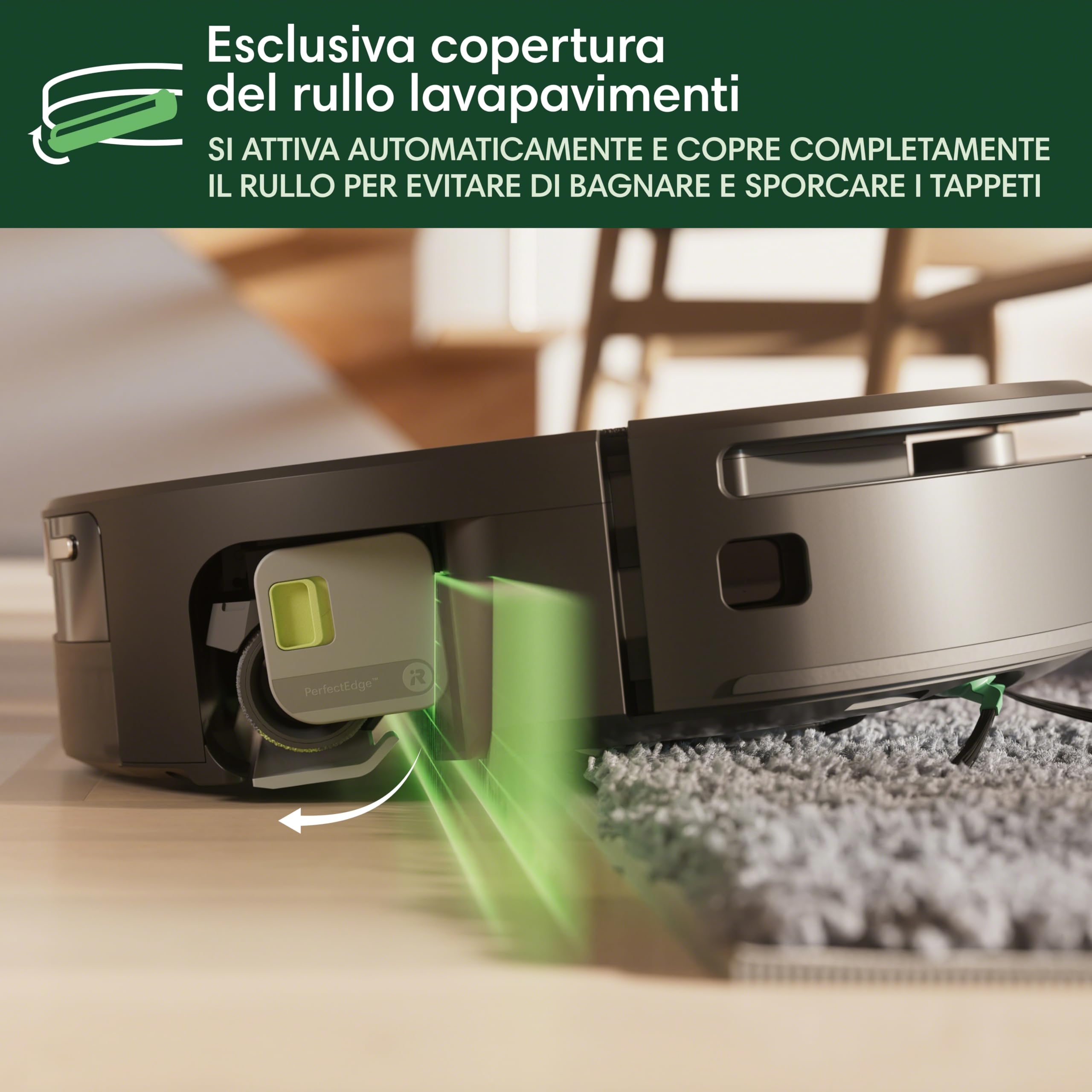 iRobot Roomba Max 706 Combo+Stazione AutoWash, Robot Aspirapolvere Lavapavimenti, ProLiDAR, PowerSpin Roller Mop,SmartScrub,Riconoscimento Oggetti AI,Pulizia Predittiva, Controllo Vocale e App, Nero