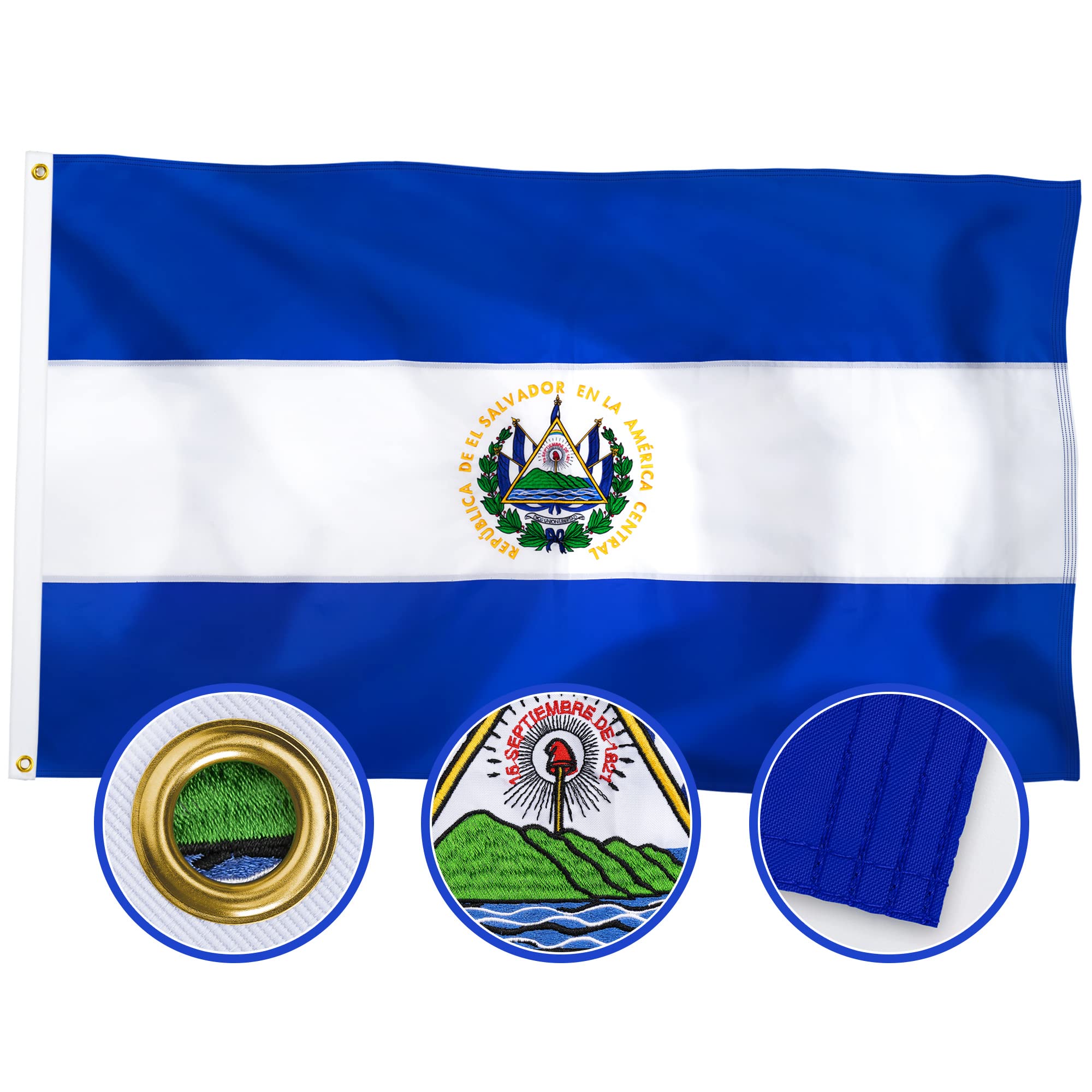 Drapeau Du Salvador Drapeau De Salvador Isolé Sur Une Illustration Vectorielle Blanche | Vecteur