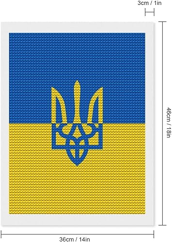 Miniatura 10 de Kits de pintura de diamantes de bandera ucraniana, pintura de bricolaje de taladro completo, pintura de diamantes, arte para decoración de pared del
