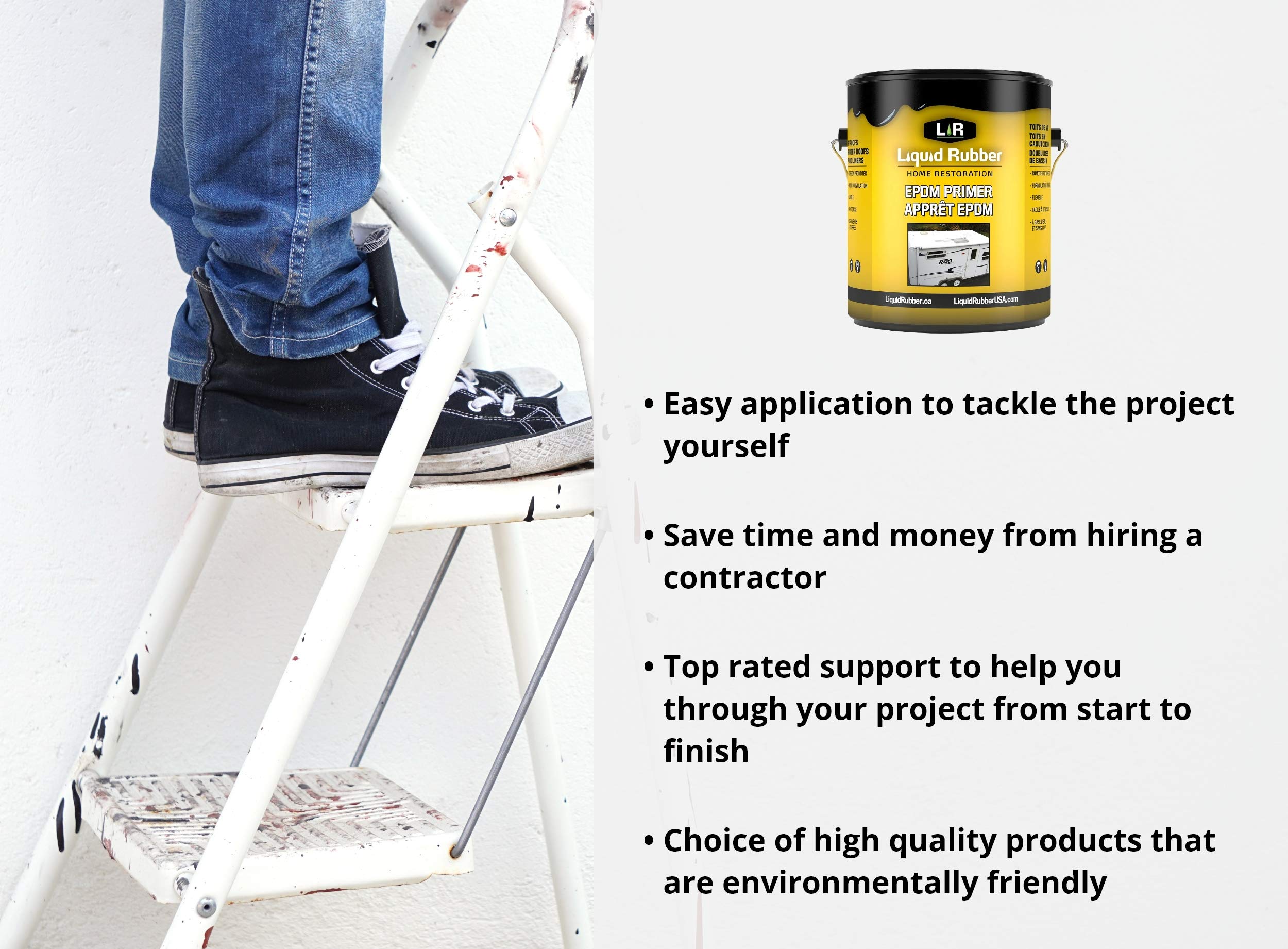 L R Liquid Rubber EPDM Rubber and RV Roof Primer Weatherseal Camper