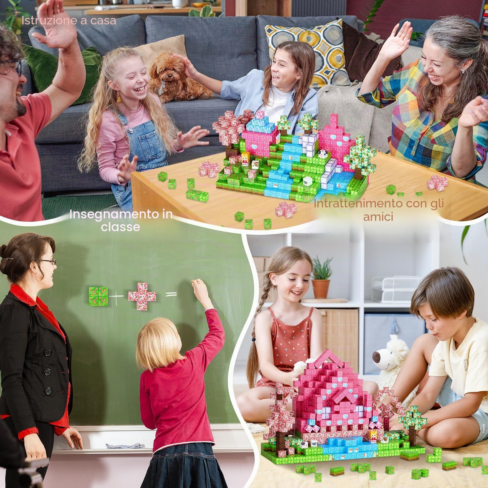 Coolzon Blocchi di Costruzioni Magnetiche per Bambini 154 Pezzi,Blocchi Magnetic Building Blocks Giocattoli Montessori,Giocattolo da Costruzione a Cubo, 3+ Anni Regalo Pasquale per Ragazzi e Ragazze