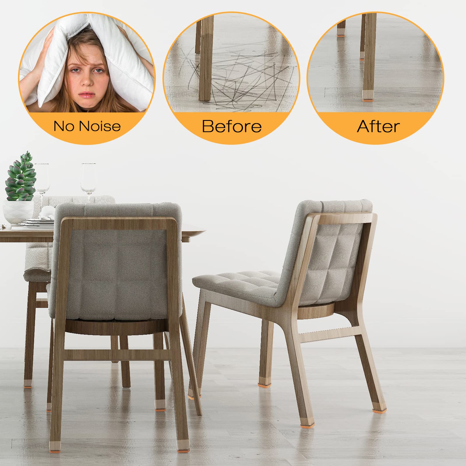 16 Pcs Small Square Chair Leg Protectors for Hardwood Floors, Silicone Chair Leg Floor Protectors, High Elastic Chair Leg Covers Protect Wooden Floors from Scratching, Won't Tear (Fit: 0.5''â€“0.8'')