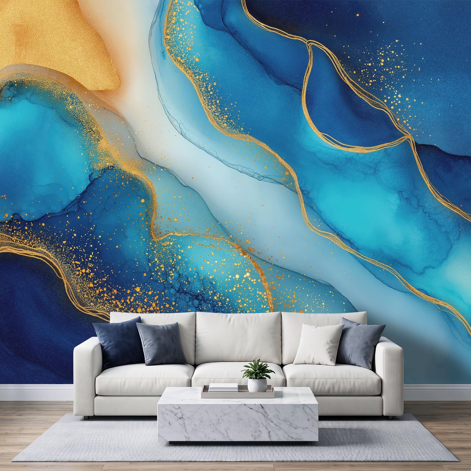 350 x 256 cm, fototapeta z włókniny, abstrakcyjny marmur i tekstura złota, do salonu, tapeta na flizelinie, efekt 3D, nowoczesna tapeta flizelinowa odporna na promieniowanie UV, tapeta ścienna