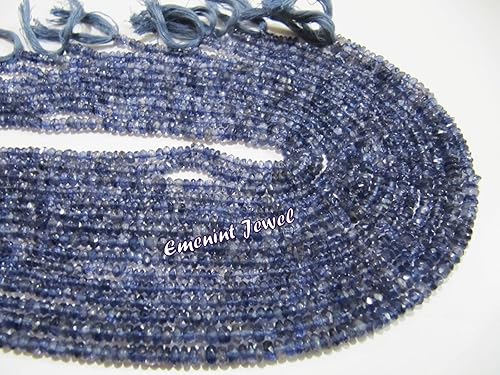 Miniatura 2 de Cuentas facetadas de iolita natural de calidad AA, cuentas de piedras preciosas de iolita genuina de 0.118-0.157 in, hilo de 14 pulgadas de largo,