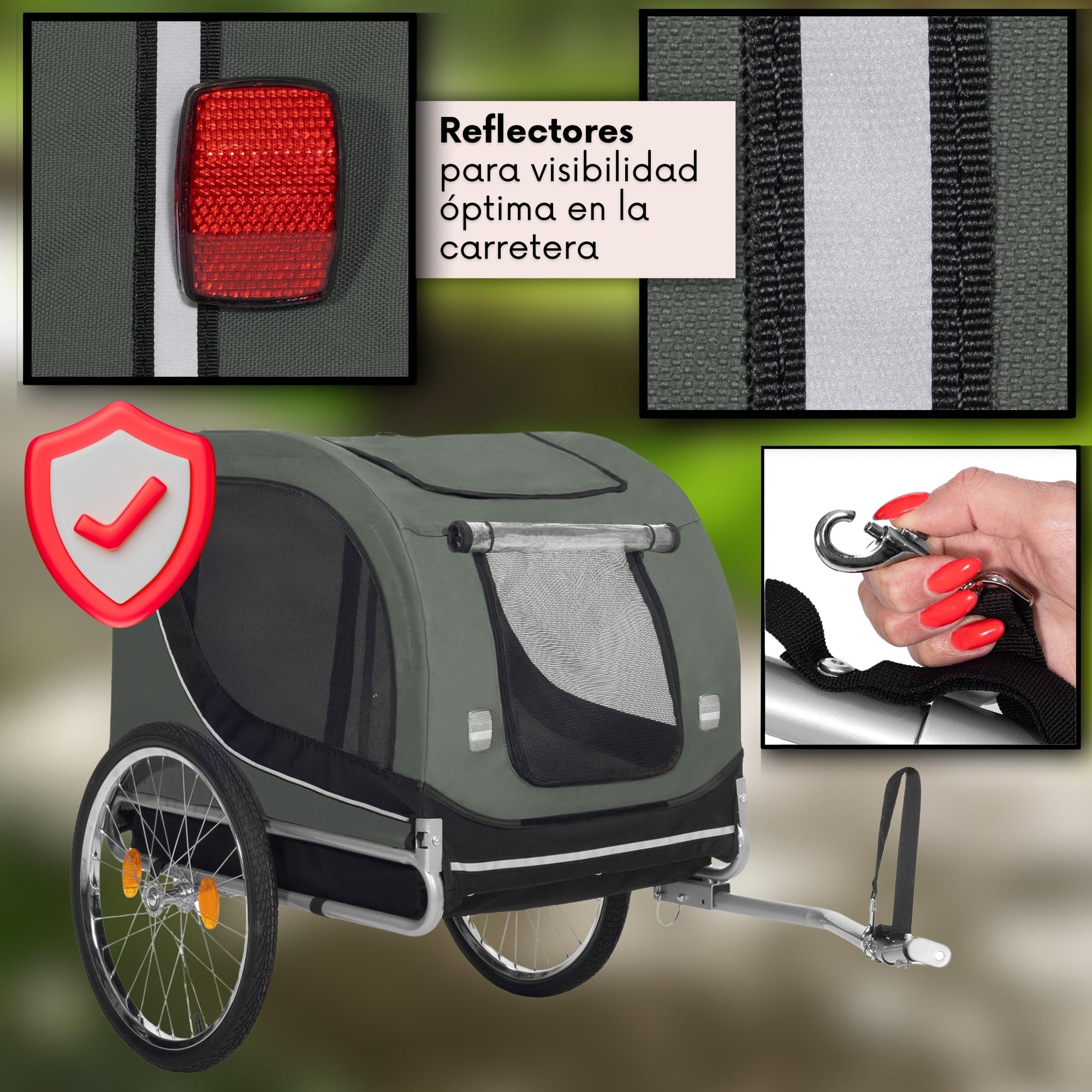 SPRINGOS Remolque de bicicleta para perros hasta 40 kg incl. bandera