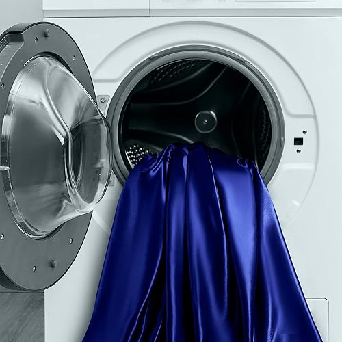 Miniatura 6 de Manyshofu Juego de sábanas de satén Queen de 4 piezas, juego de sábanas de satén suave y sedoso, juego de sábanas de satén azul real, refrescantes y