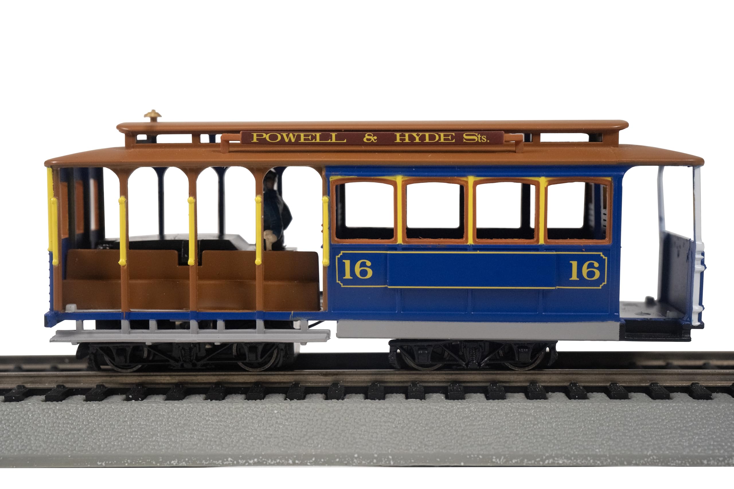 Bachmann Trains - Cable CAR with Grip Man - Blue & TAN #16 - HO Scale