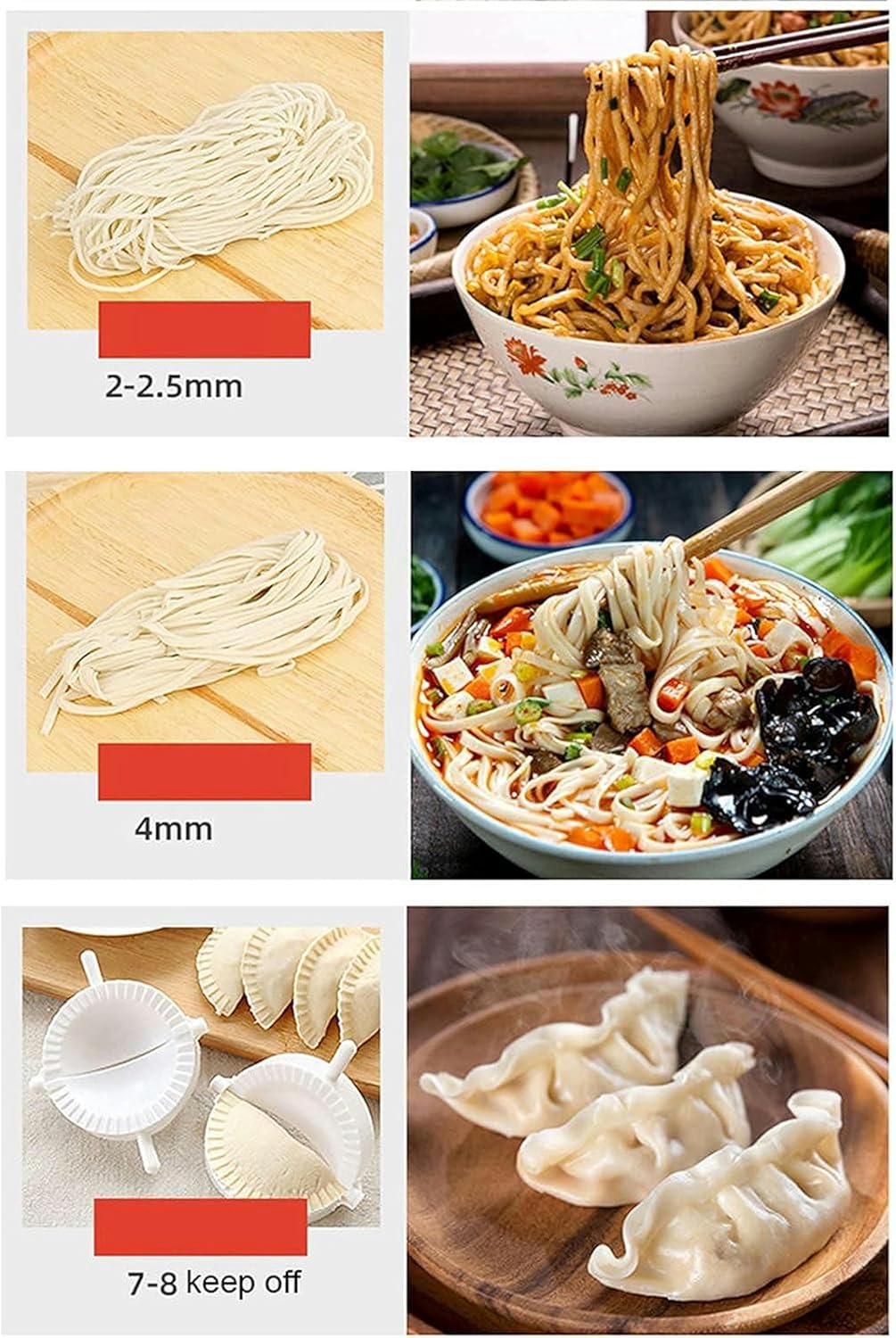 Wzglod Pasta Maker Machine Manual, Stainless Steel Roller Noodle Maker Machine, 8 Adjustable Thickness Settings with Hand Crank, for Spaghetti, Dumpling Skin