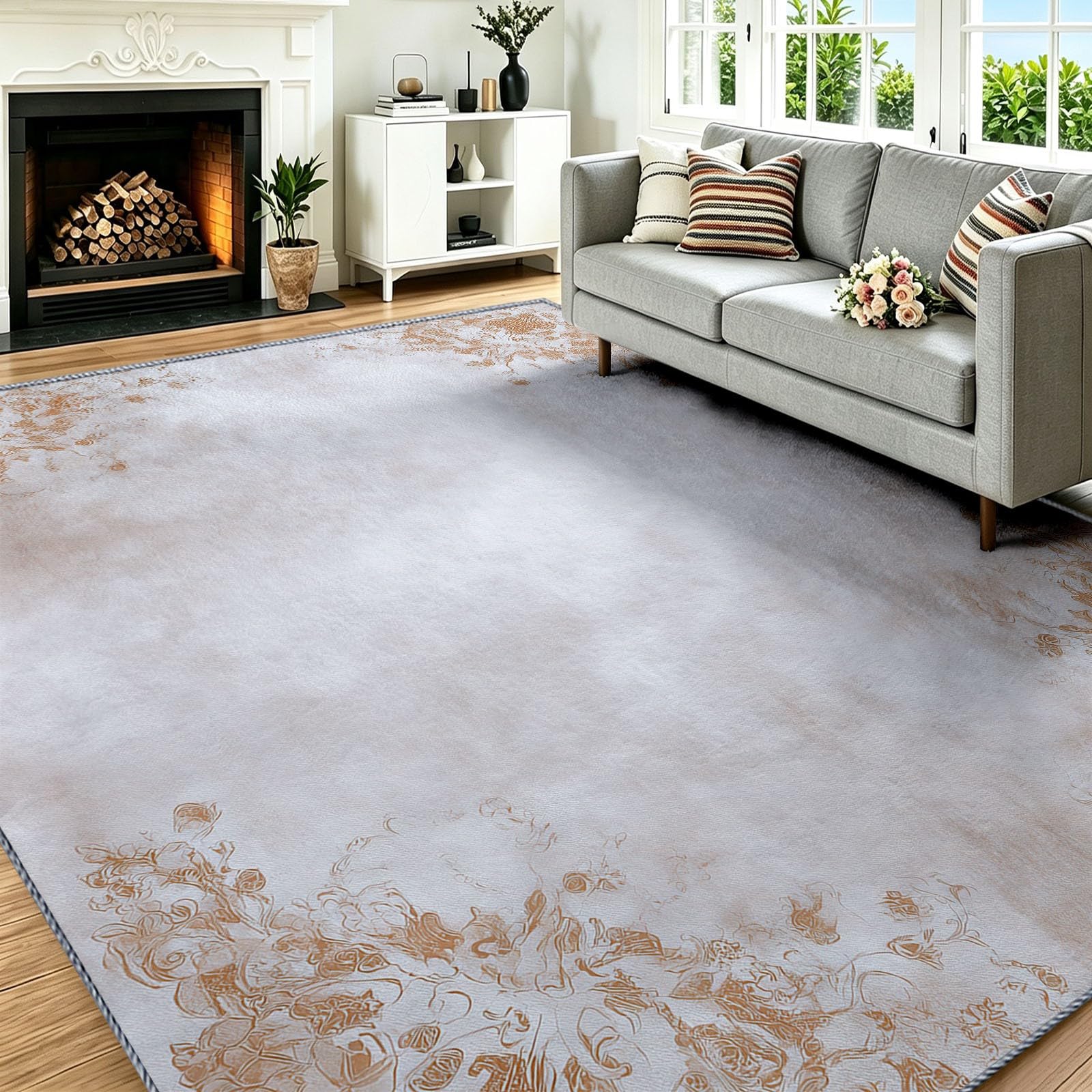 Tapis antidérapant 160x230 cm poils courts lavable fini les chutes au bureau