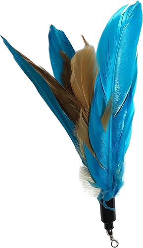 Miniatura 3 de Plumas de repuesto Pet Fit For Life para varas de entrenamiento y juego para gatos piezas múltiples con una cola de piel para juego interactivo Azul