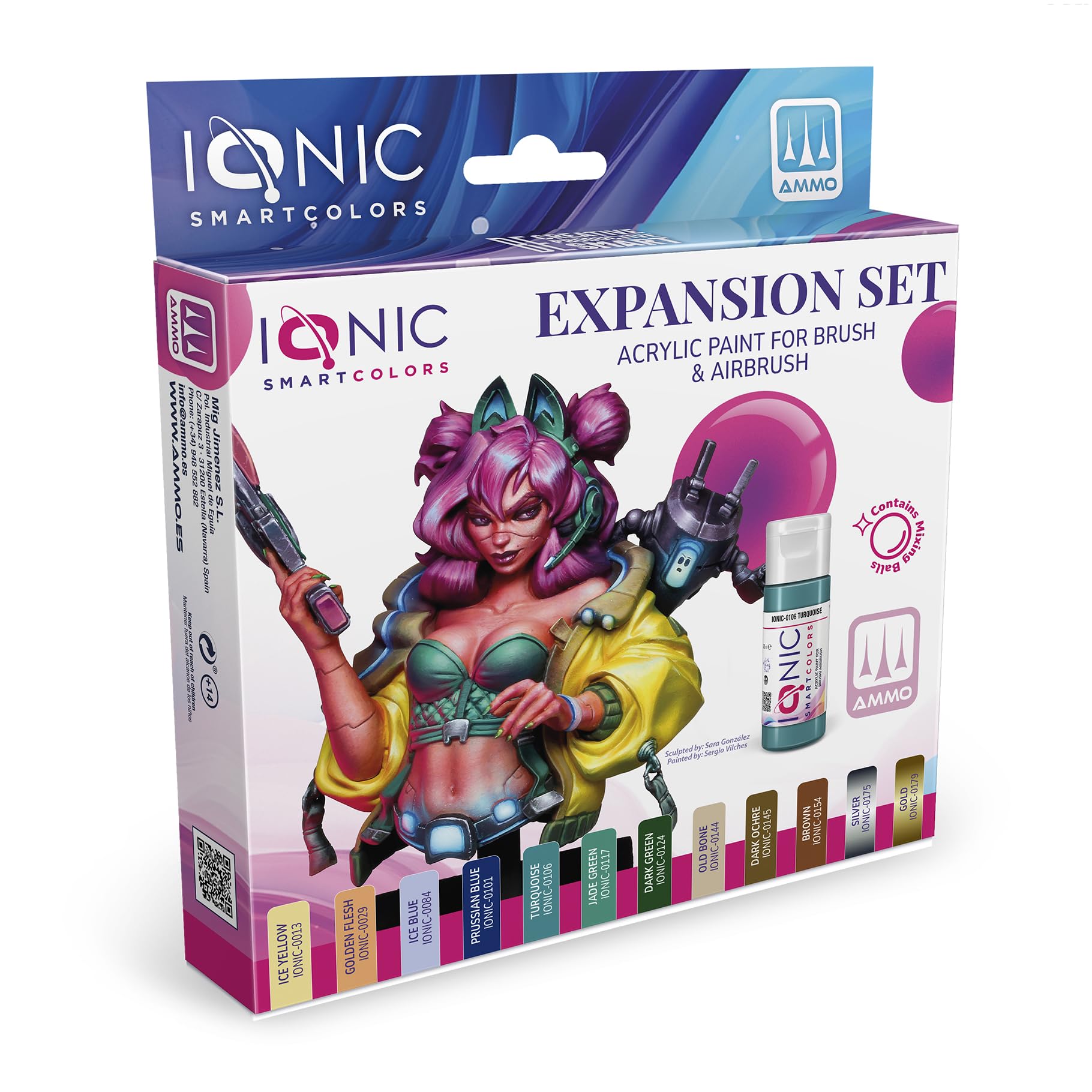 IONIC Smart Colors Colores Esenciales Expansión Set - 12 Pinturas Acrílicas para Wargames - IONIC-0501