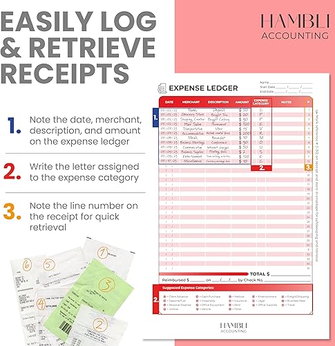Miniatura 3 de Hambli Organizador de sobres de recibos y recibos extragrande (paquete de 18)  Gestiona eficientemente los gastos comerciales y registra viajes de