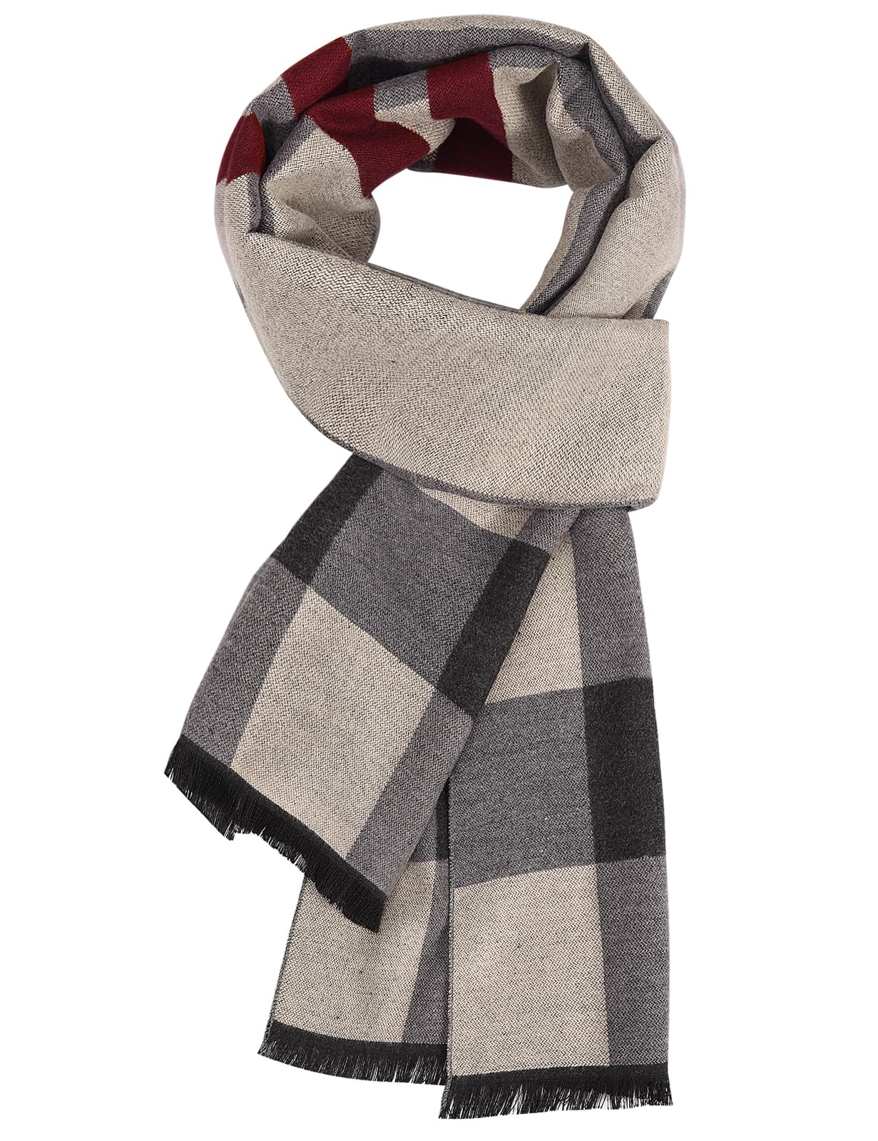 PASUDA Sciarpa Uomo Inverno, Sciarpa Calda di Llaid di Autunno e Invernale Sciarpa Elegante Classica da Uomo Sciarpe Termica e Morbido Foulard d'Affari Casual Lungo Stola