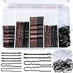 Teenitor 300pcs Bobby Pins Hair Pins, 100 Hair Pins 100 Bobby Pins Brown Hair Black for Women 100 Hair Bands 2inch 2.36inch 2.75inch Brown Black