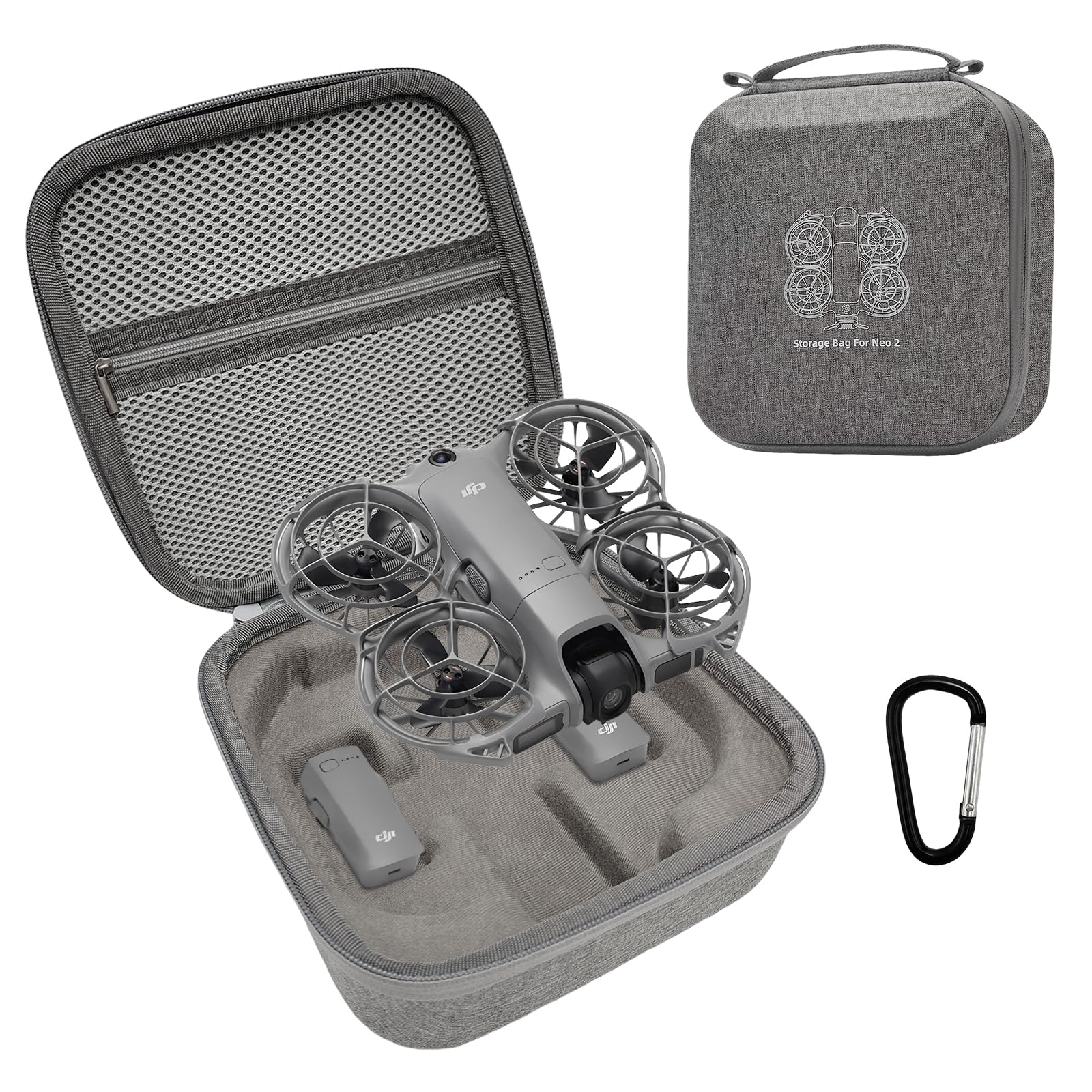 Neo 2 bolsa, carcasa dura portátil para DJI Neo 2 Drone, Maleta Drones Accesorios para DJI Neo 2, Gris Bolsa Estuche Portátil Ligero y Compacto