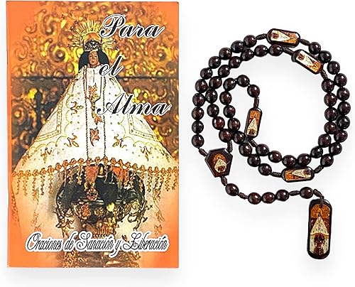 Oraciones de Sanacion y Liberacion con Rosario de Madera Virgen Juquila Libro de Oraciones con Rosario de Madera 2 Pc Set, Madera, No es una piedra