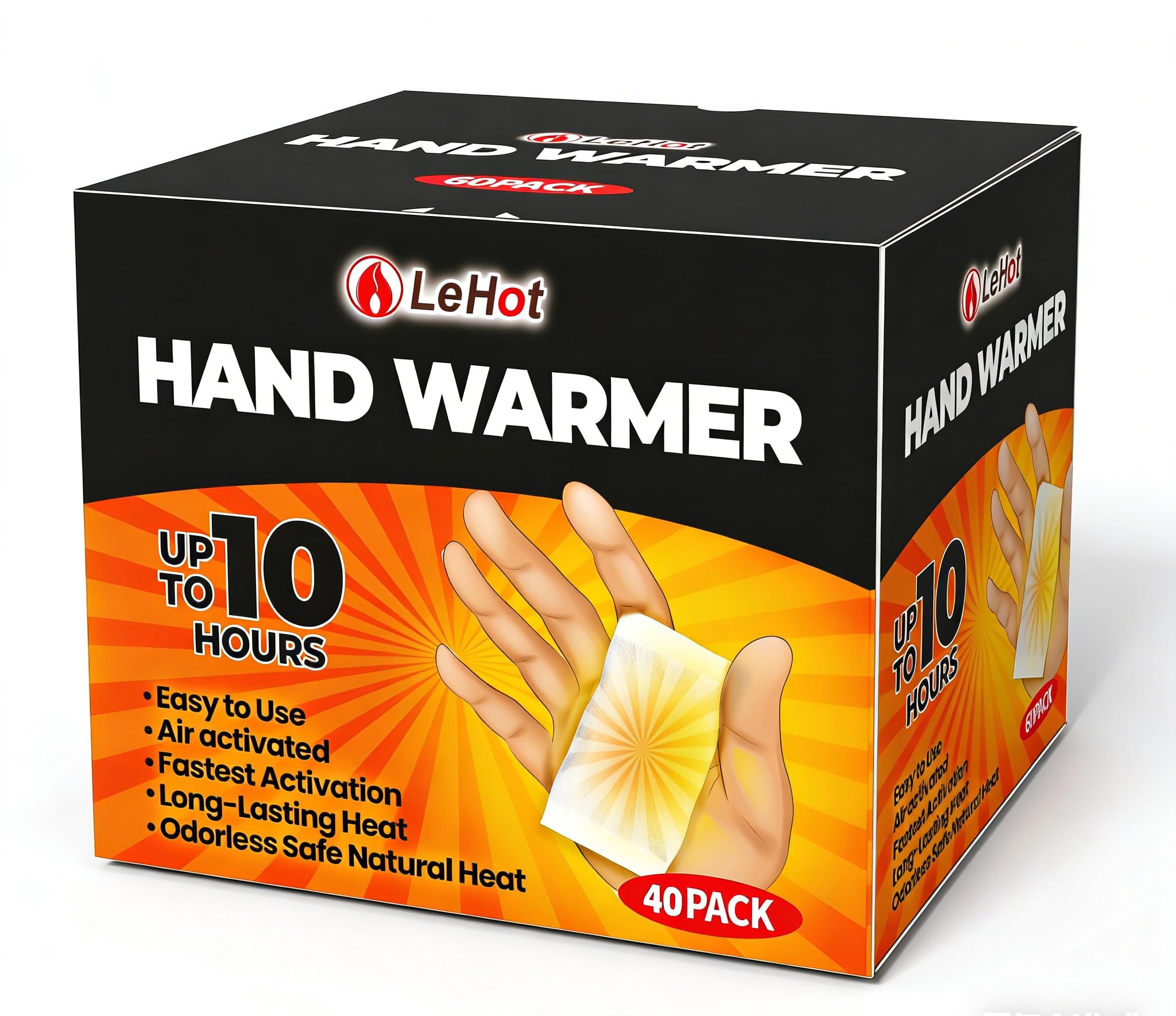 Hand Warmers - 40 Packs Hot Hands Disposable Heat Pad, Hot Hands Hand Warmers, Up to 10 Hours of Safe and Continuous Heat, Perfect for Camping, Outdoor Skiing, Fishing Ideal for Outdoors and Travel.