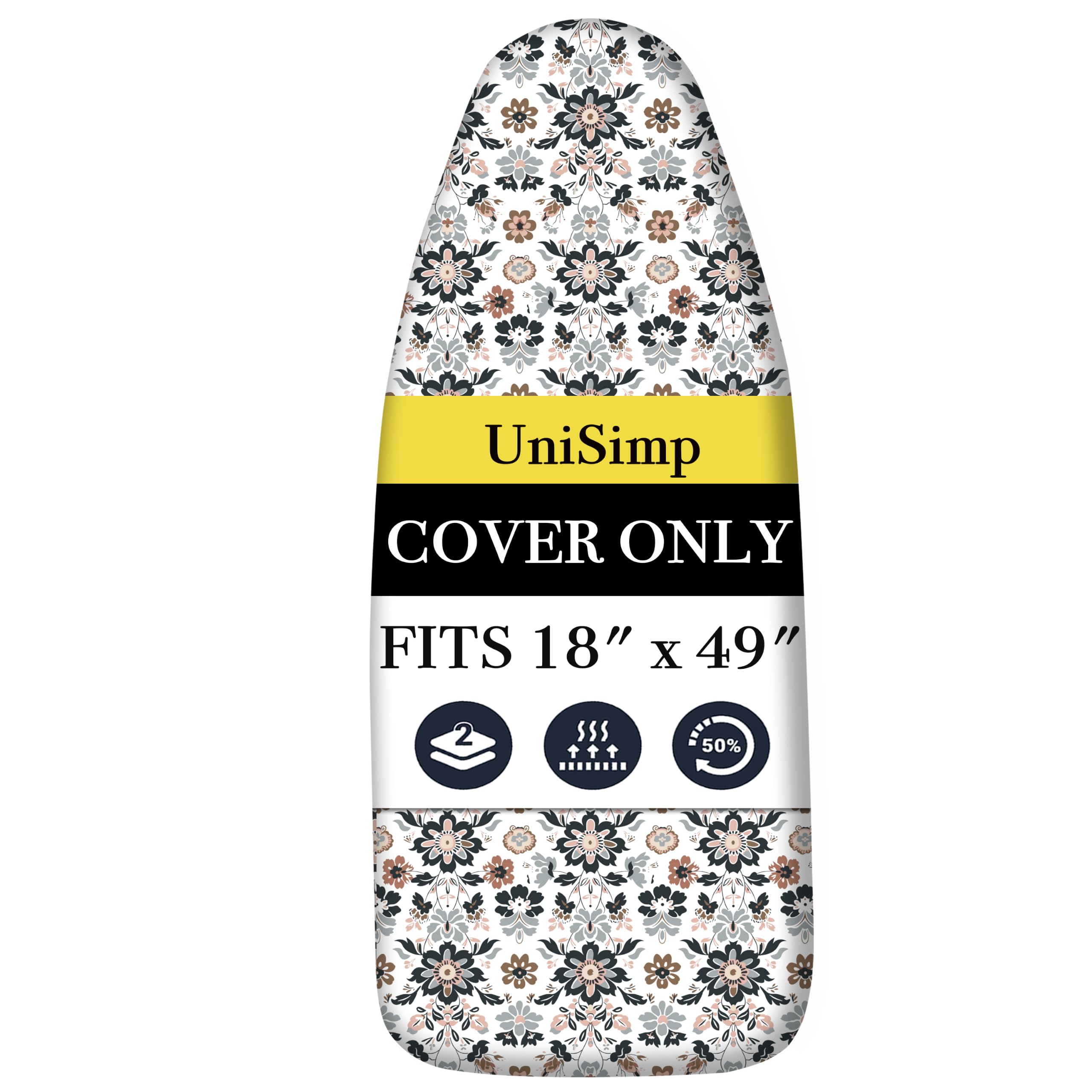 UniSimp Ironing Board Cover and Pad 18x49, Extra Wide, Floral