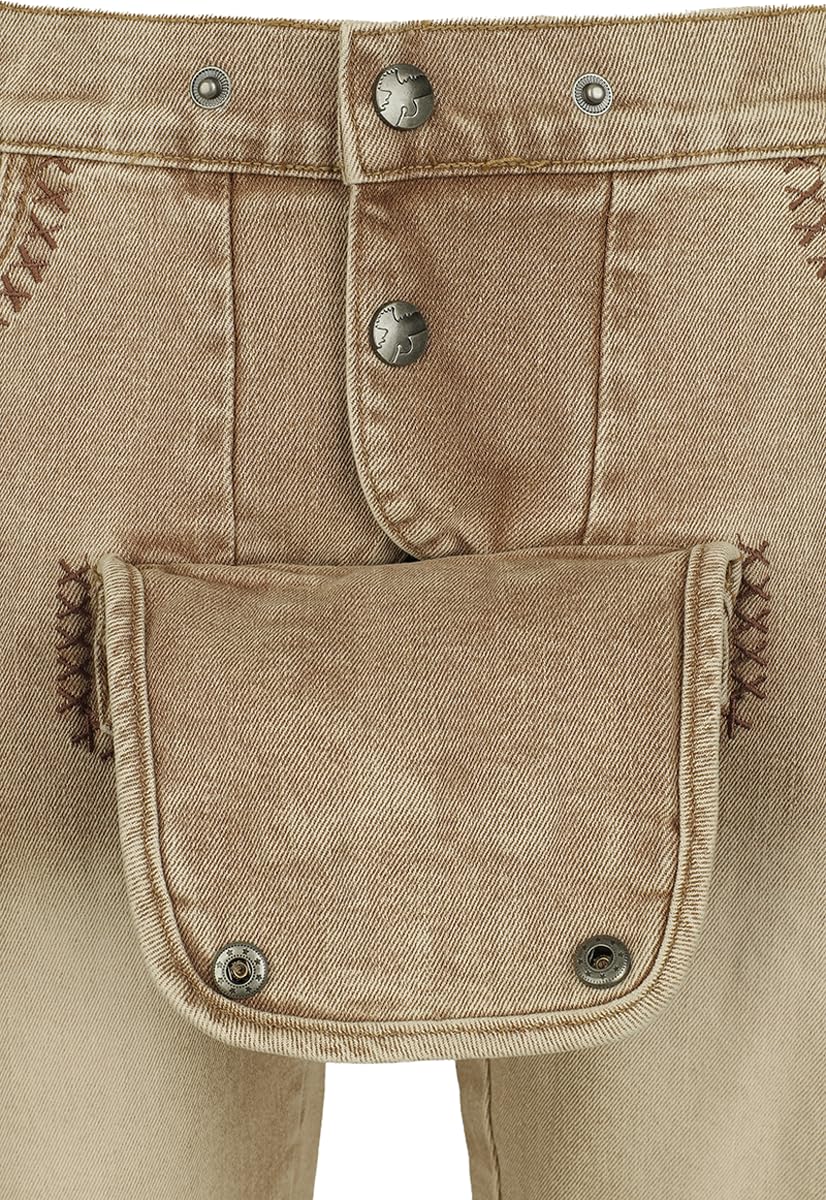 EMP Special Collection Damen beige Oktoberfest Denim-Short mit Schnürung und Stickerei