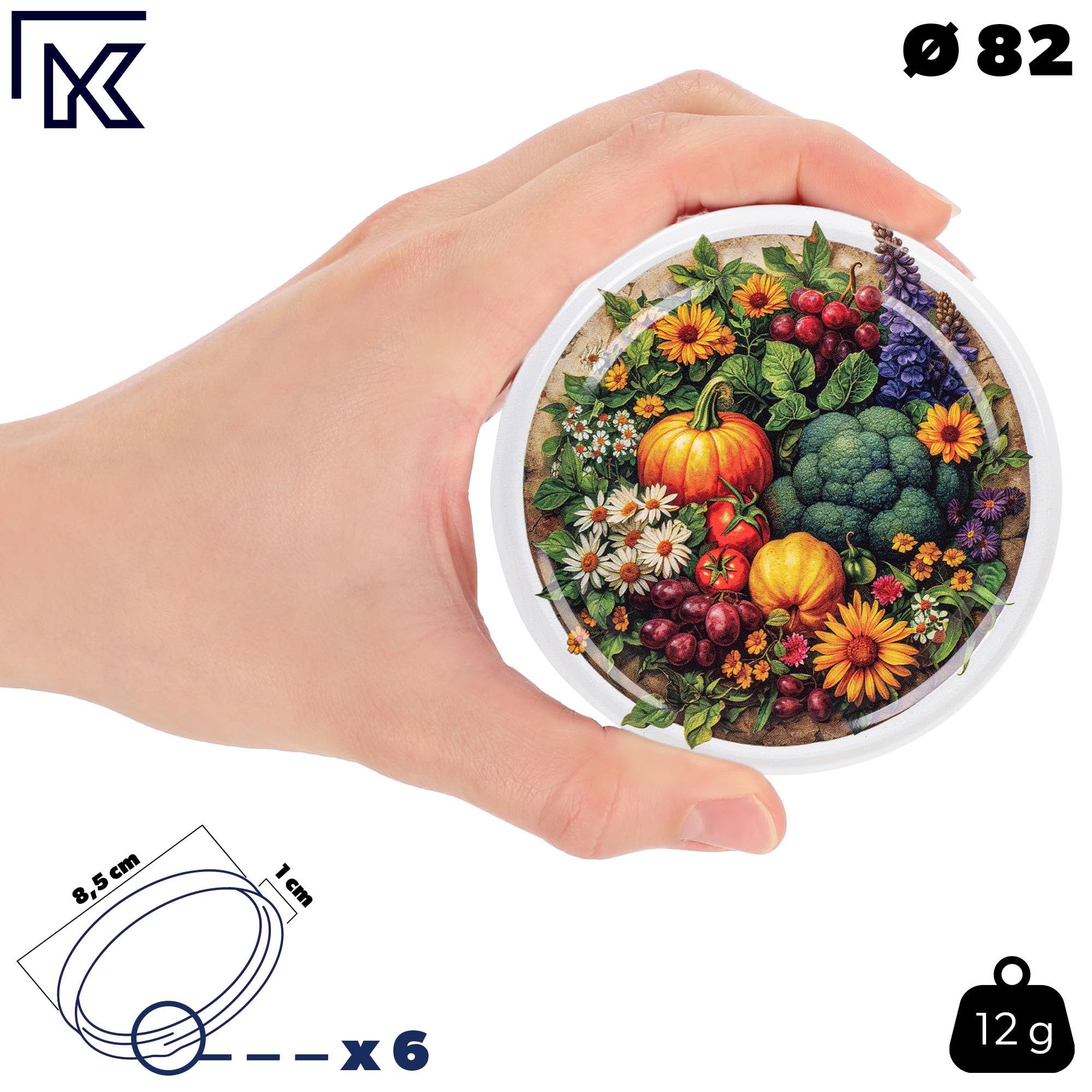 KADAX Einmachgläser 500ml TO82, Sturzgläser Mason Jar mit Schraubdeckel, Luftdichte Twist-off Gläser, Meal Prep, Overnight Oats, Sauerteig (Gemüsebeet, 8 Stück)