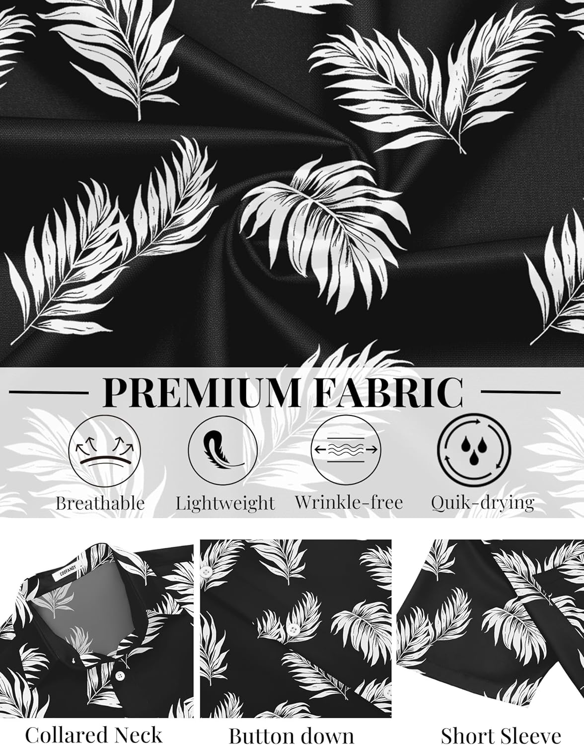 COOFANDY Mens Hawaiian Shirts Short Sleeve Button Down Aloha Shirts Summer Vacation Beach Shirts - Image 6