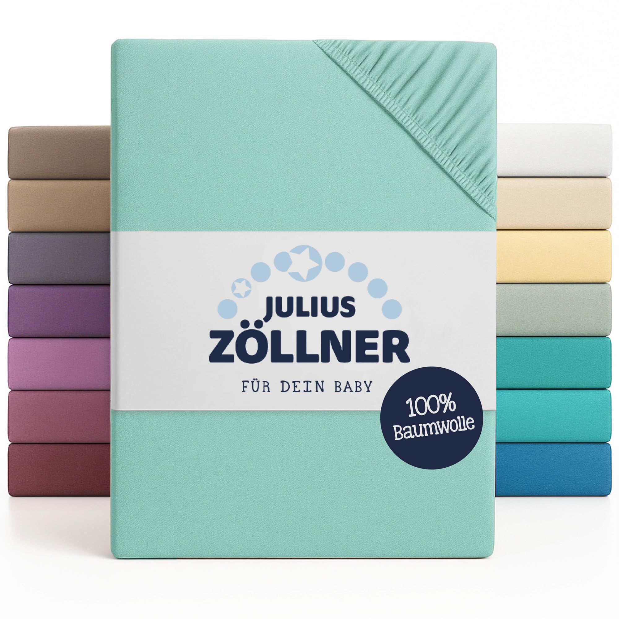 Julius Zöllner Fitted Sheet for cots (60 x 120 cm/70 x 140 cm, Jersey Mint)