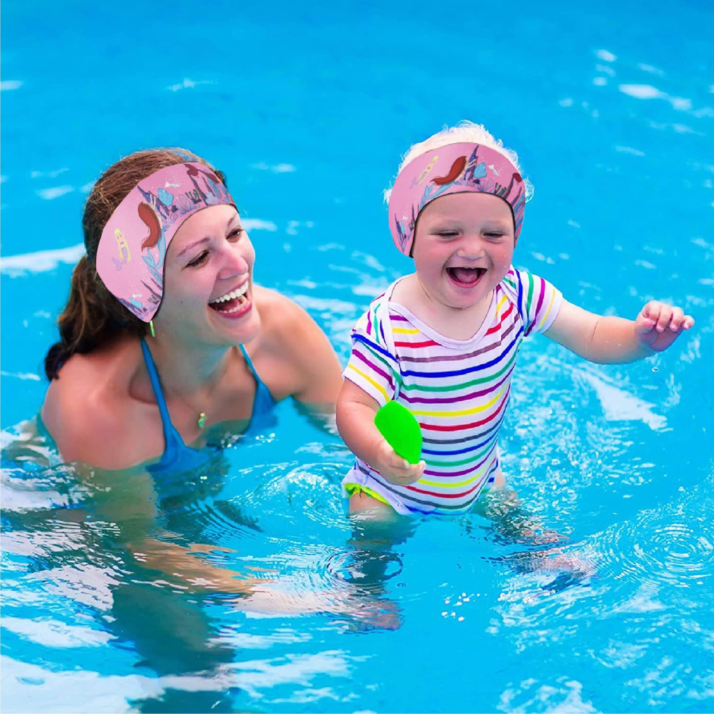 Bandeau de Natation Enfant, Protection d'Oreilles pour Bain et Sport, Équipement de Sports Nautiques et de Surf Élastique Réglable (Rose)