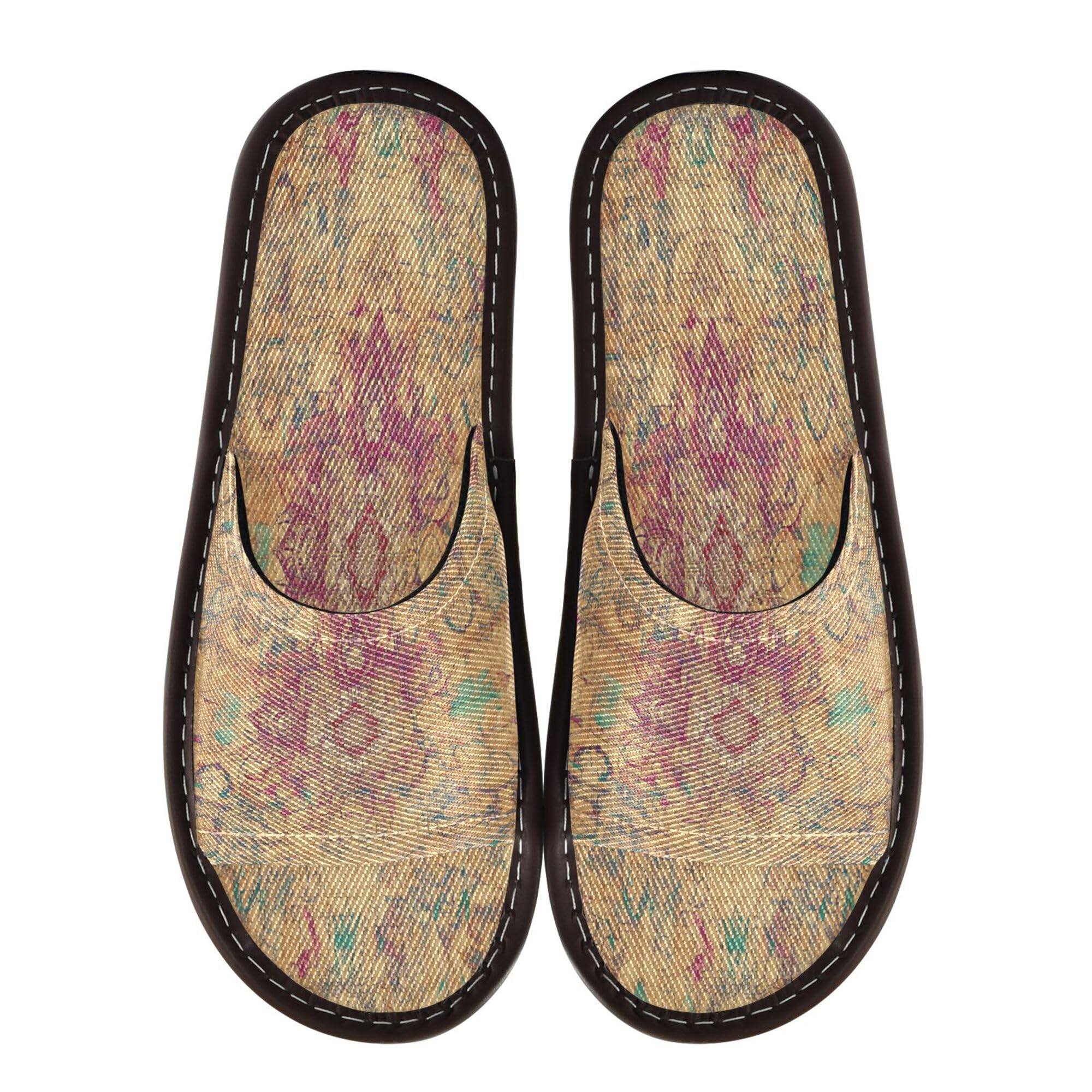KLL Spa Shower Slippers Indoor Ultralight Non-Slip Rubber Sole Home Shoes for Pool Gym Bath House 6.5-7 Bohemian Retro Mandala Pattern Vintage