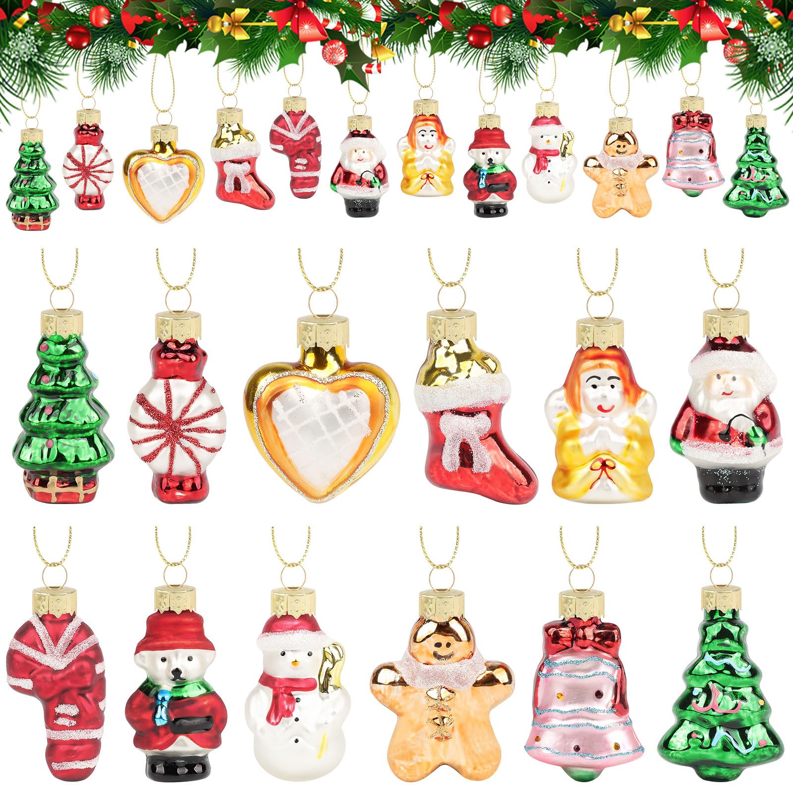 DETENE 12 Piezas Adornos Navideños de Vidrio para Colgarlos Adornos para Arbol de Navidad Vidrio Colgantes para árboles de Navidad Rojos y Verdes para Adornos para árbol de Navidad