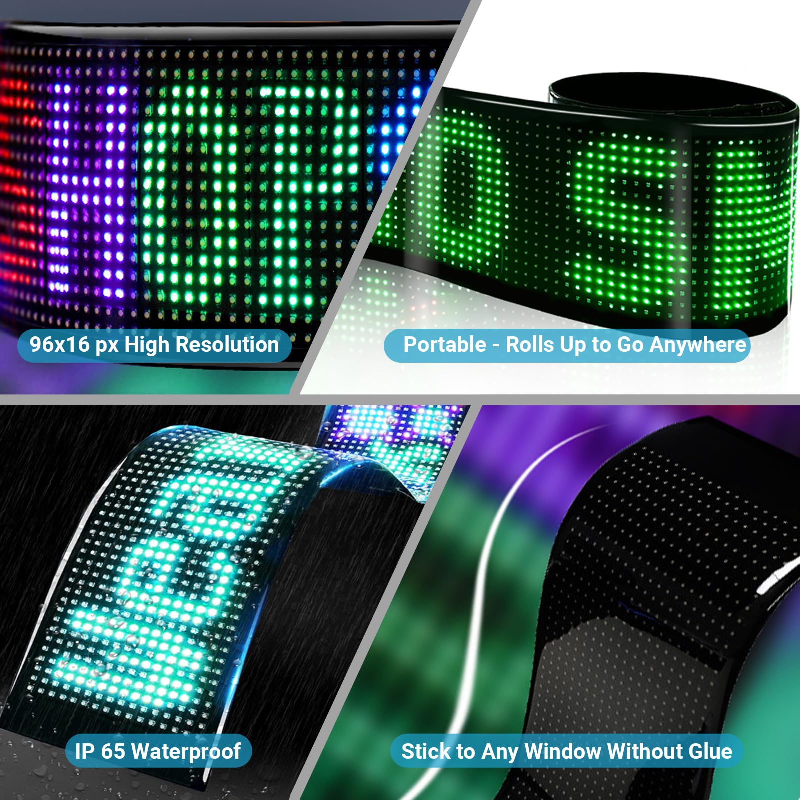 Occhiali LED per parabrezza di camion, 2 pezzi 59,9 cm x 11,9 cm Occhiali del diavolo per parabrezza, occhi del diavolo per auto, camion, SUV, regalo per uomini