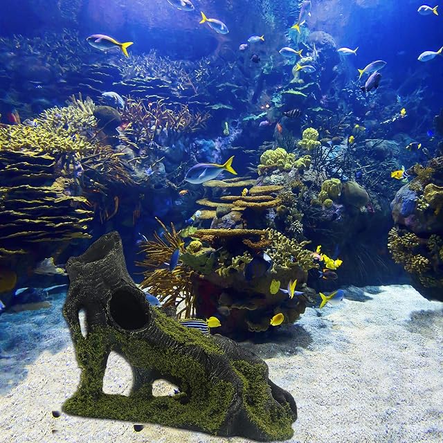 Foto 7 de 7 de Adorno de resina para acuario con agujero de árbol artificial