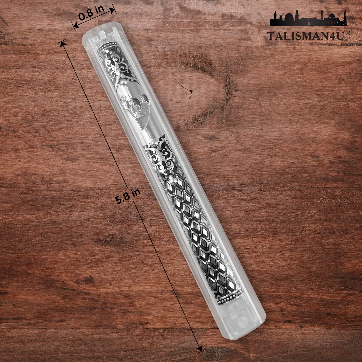 Clear Waterproof Mezuzah Case With Silver Hebrew Shin - 5 Inch Israel Made Door Mezuzah With Scroll