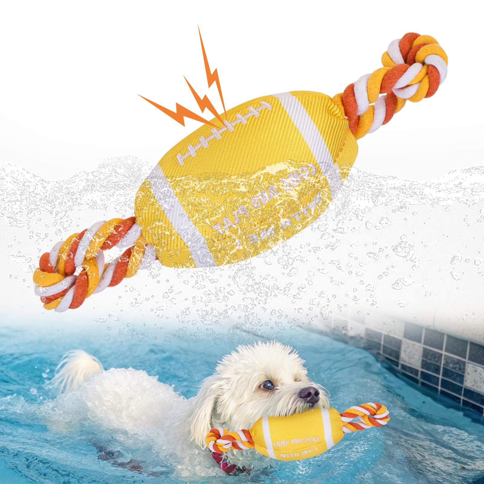 BEAUTYZOO Floating Dog Pool Toys for Small/Medium Dogs - Durable Chew-Resistant Squeaky Water Dog Toy with Rope, Interactive Fetch & Tug of War,