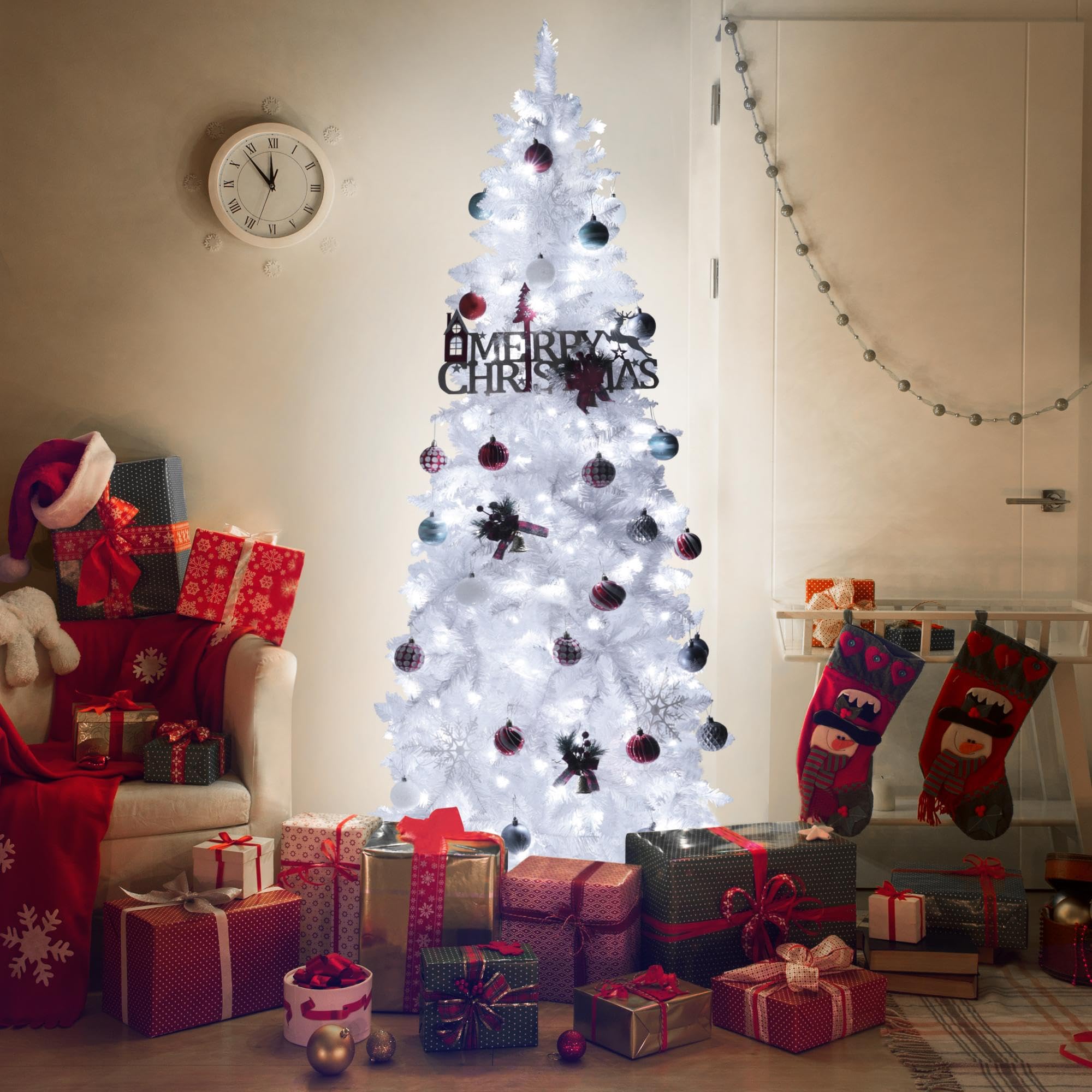 Amazon.com: MUPATER 7.5ft Pencil Christmas Tree, Pre-Lit