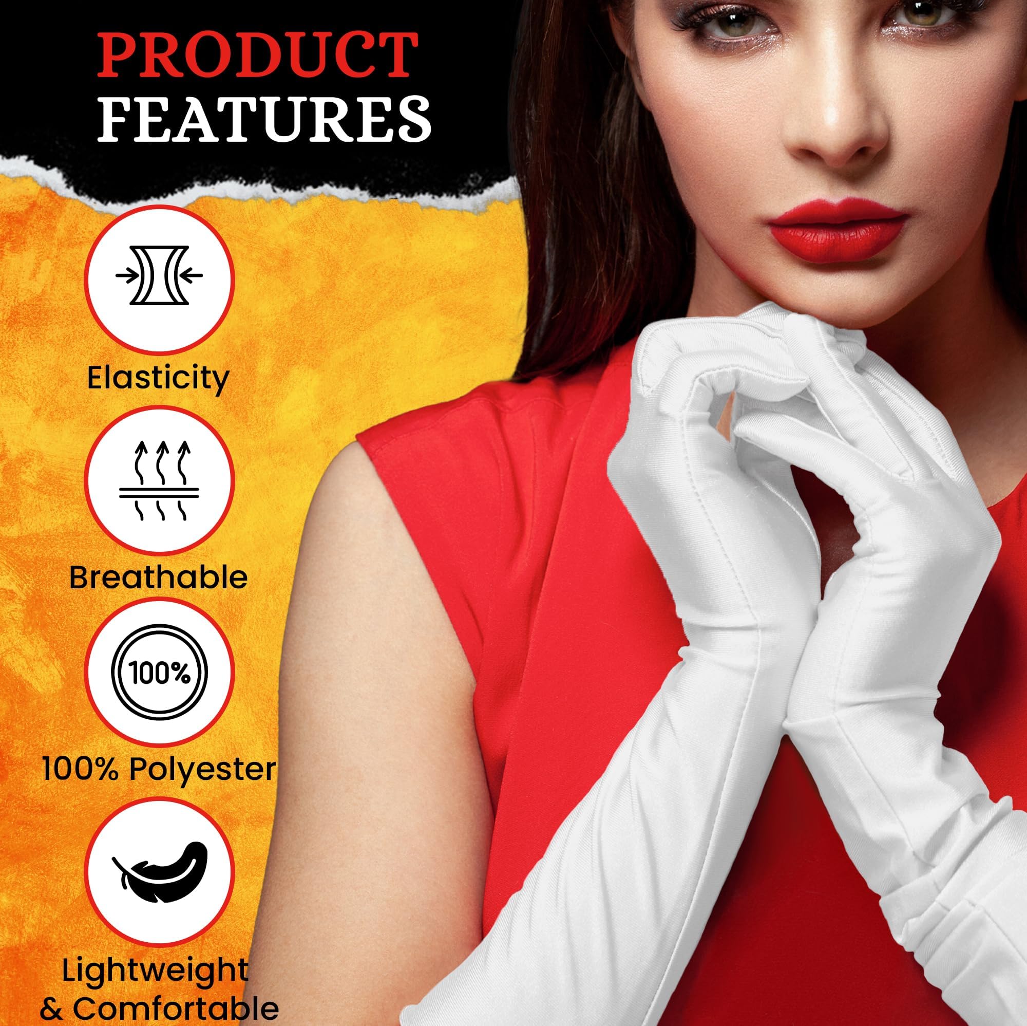 REDSTAR Long Satin Elbow Length Opera Gloves for Women - Image 4