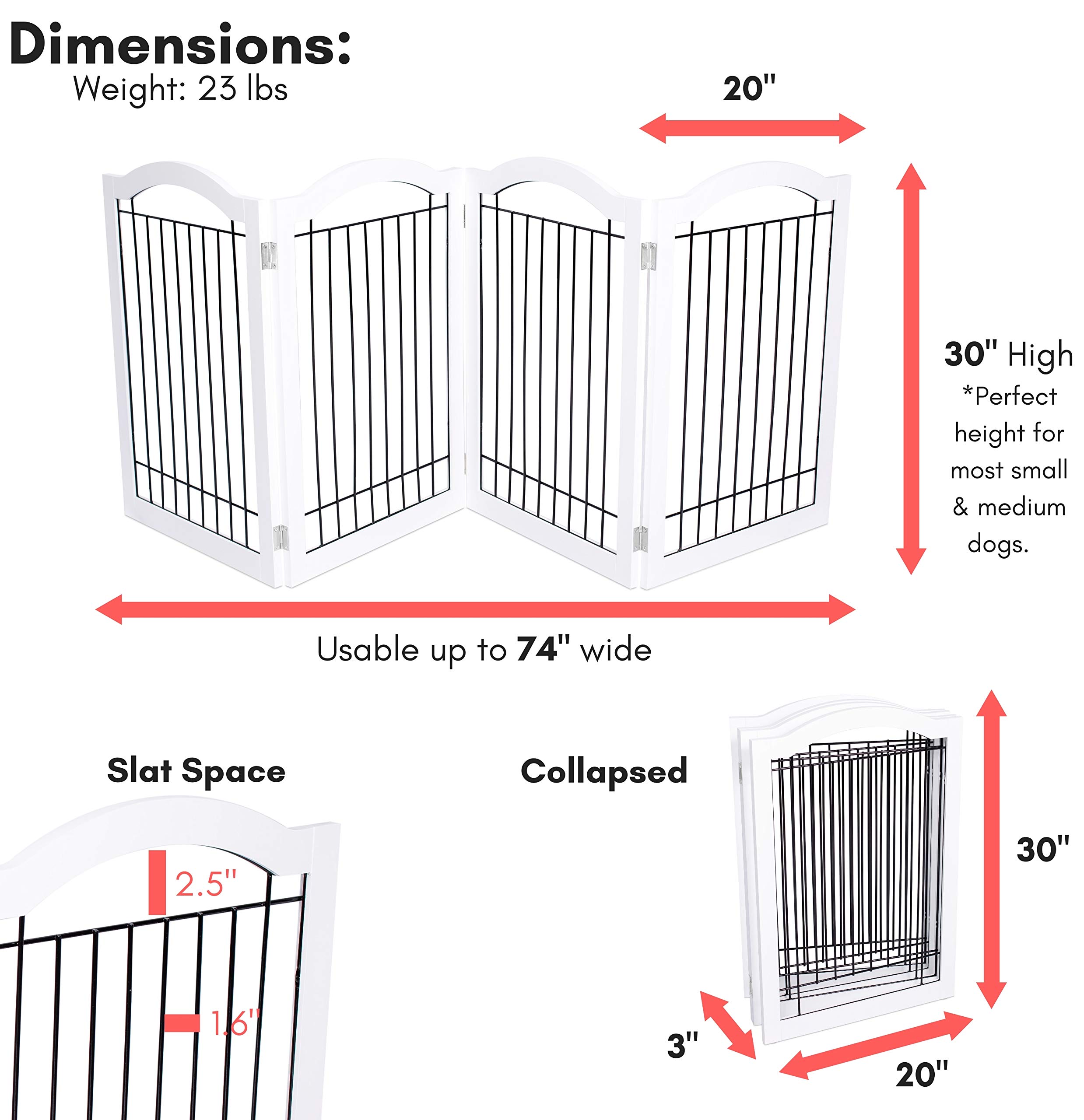 Buy Best Wire Dog Gate with Arched Top 3 or 4 Panel 30